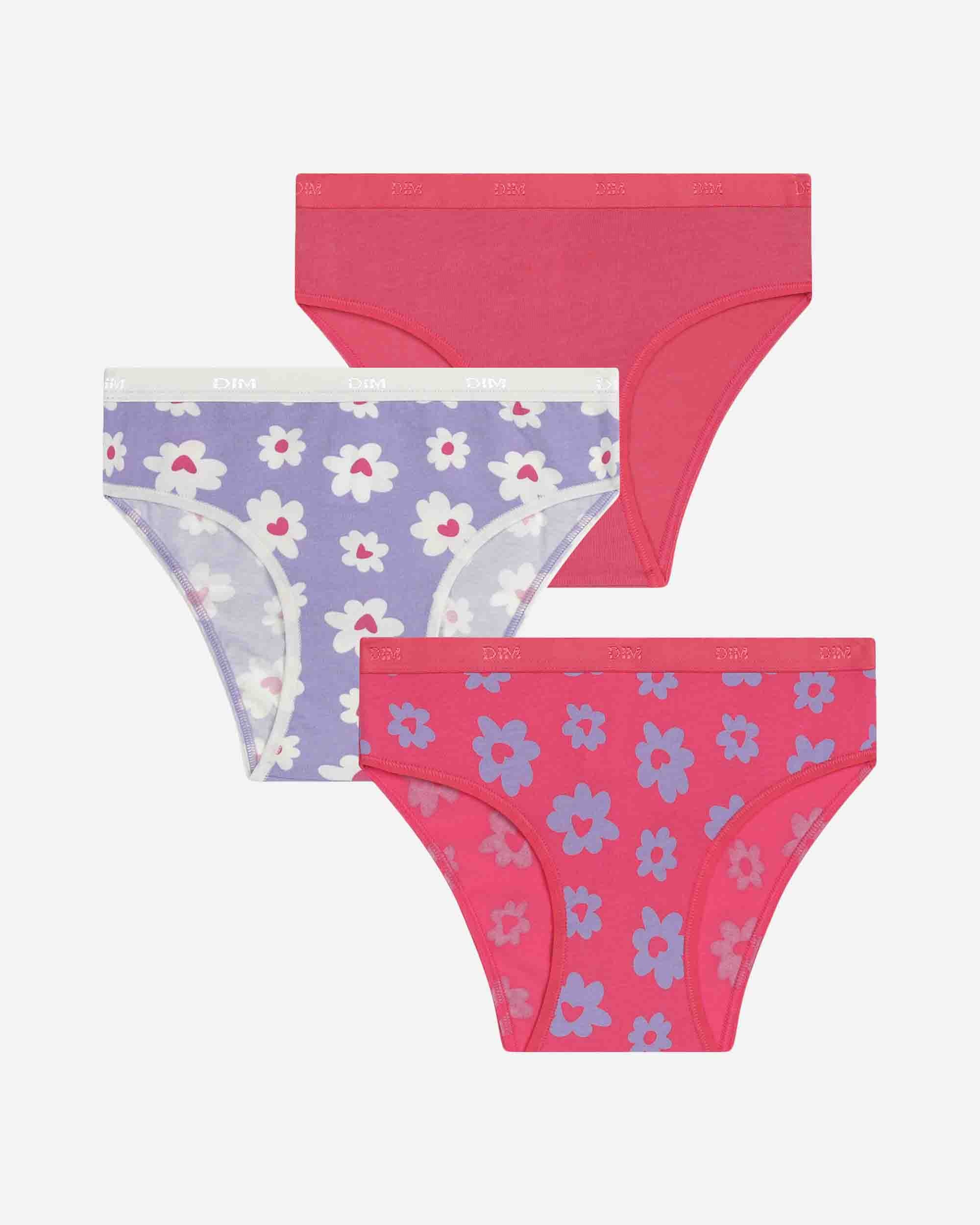 Imagen 0 de Pack de 3 bragas para niña estampadas en algodón elástico Multicolor