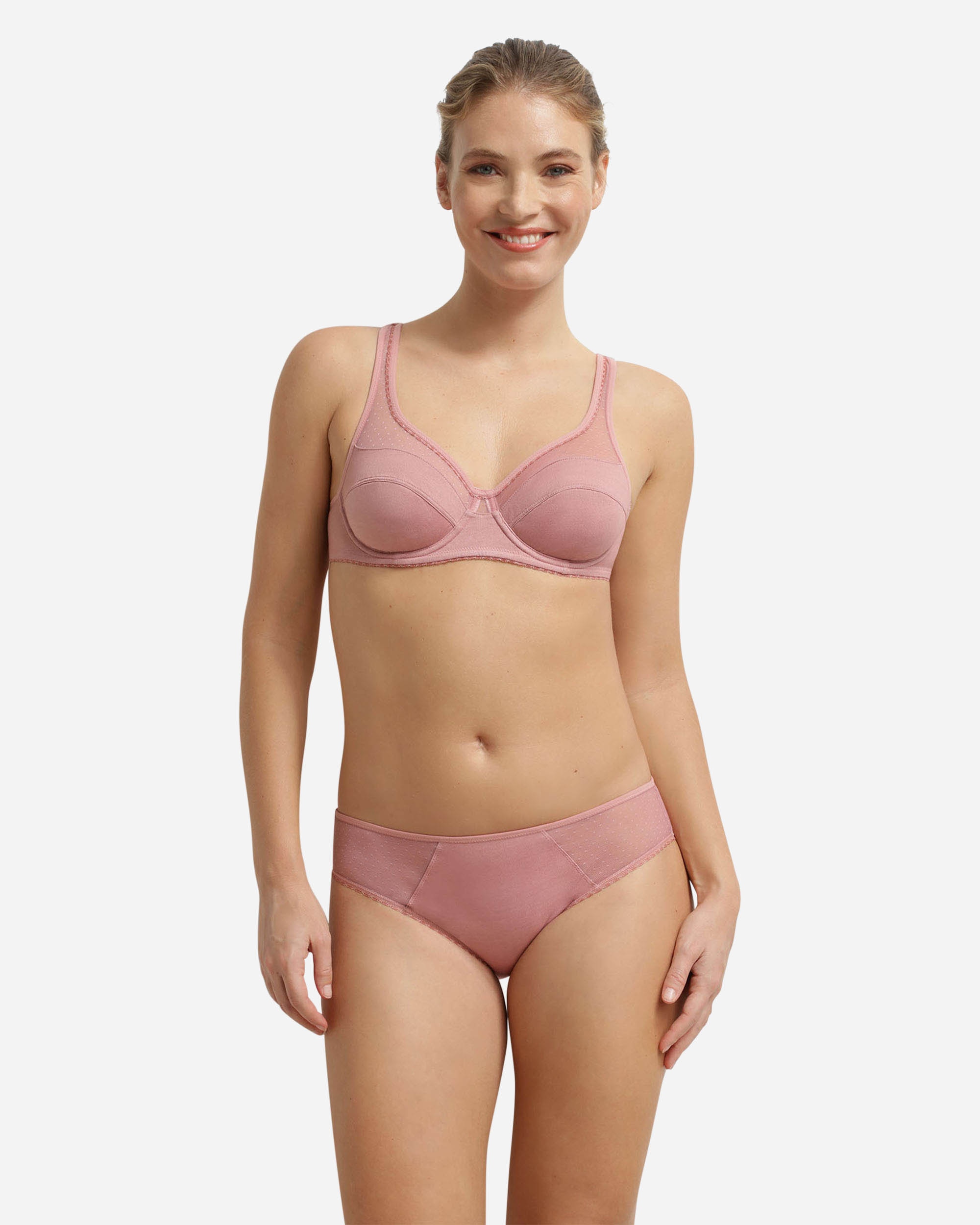 Braga clásica generous de algodón orgánico con costados de malla - Dim - Rosa pastel Rosa pastel-4