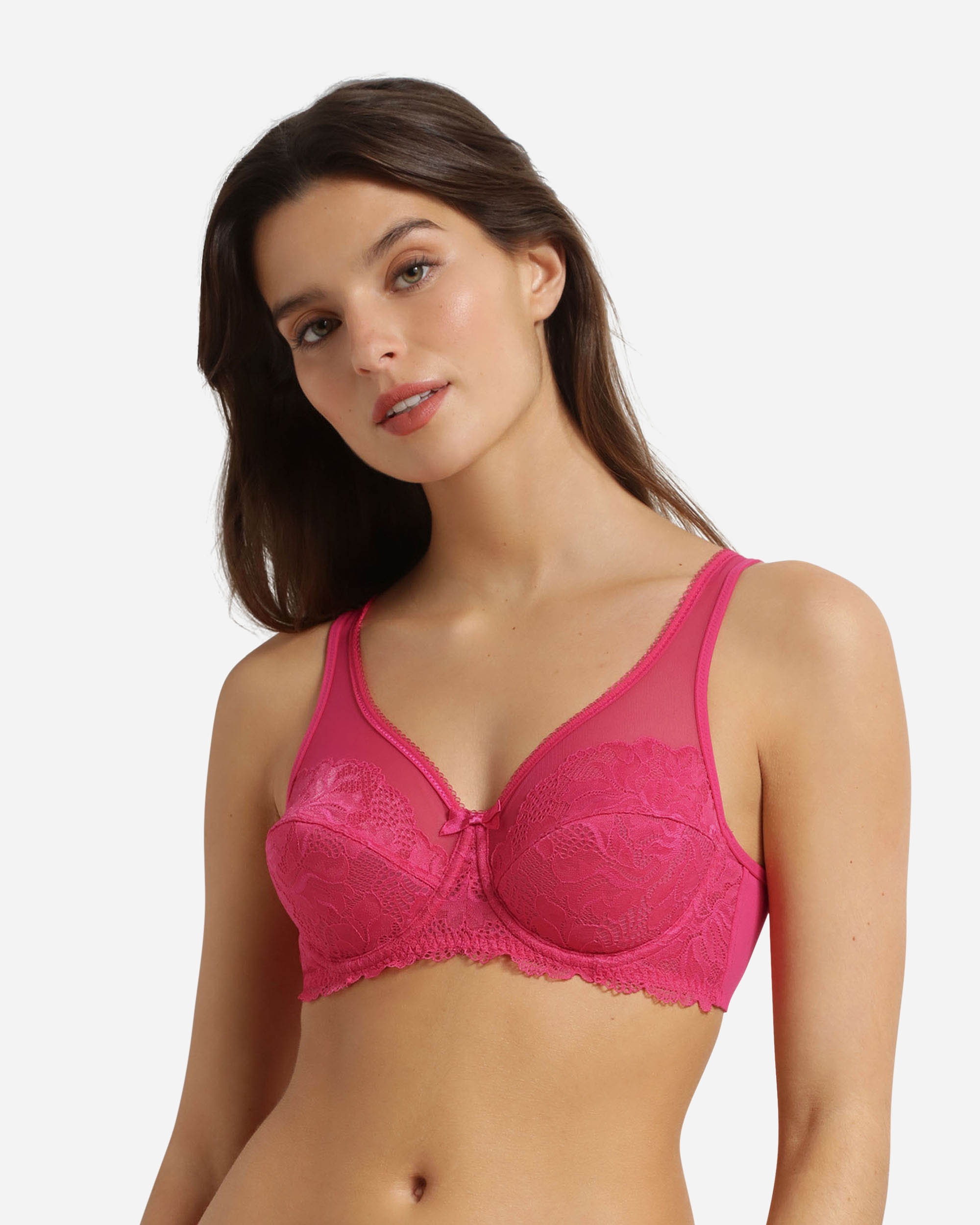 Sujetador con aro de capacidad con encaje generous essentiel - Dim - Rosa Rosa-1