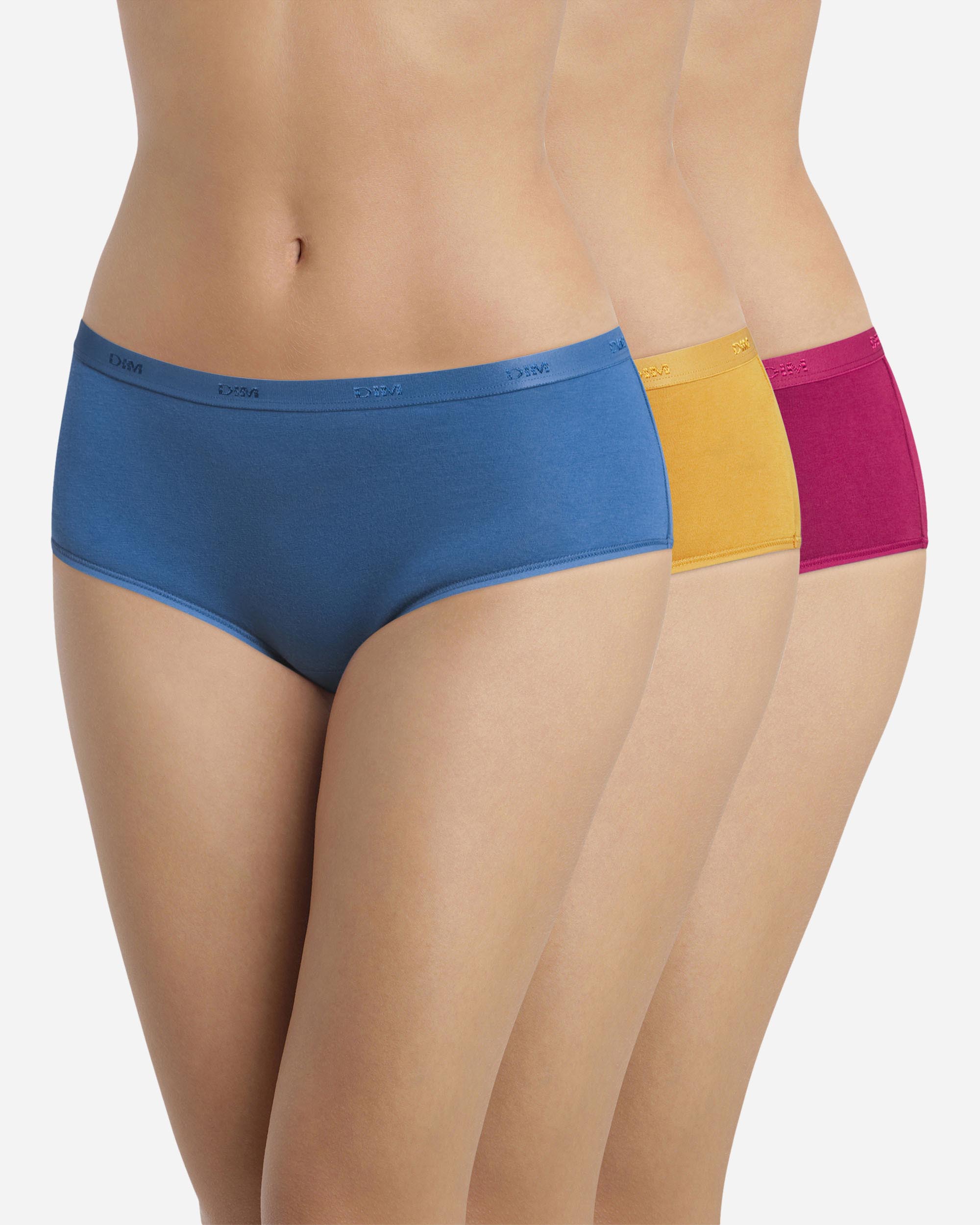 Pack de 3 culottes de algodón elástico en varios colores - Dim - Multicolor Multicolor-1