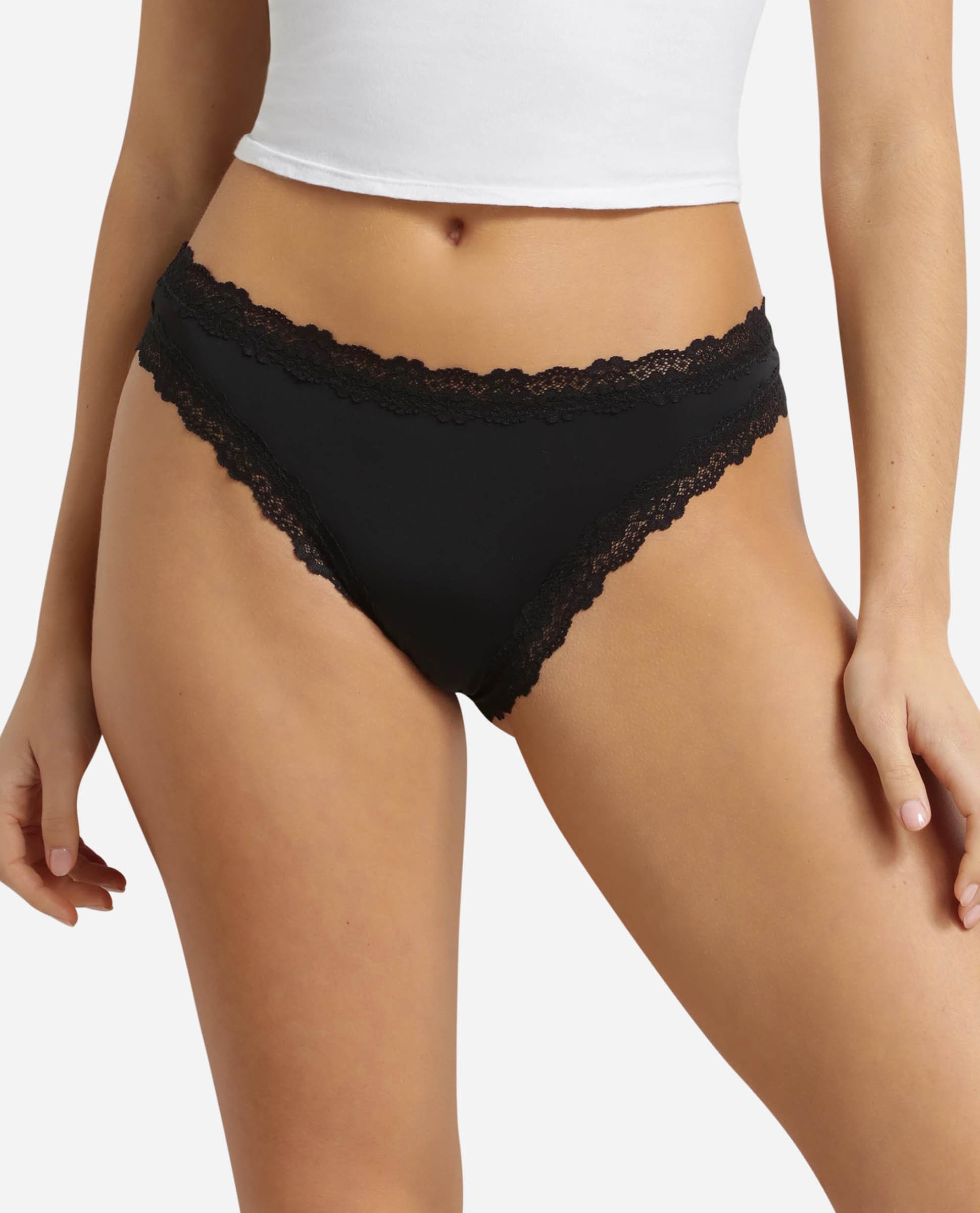Braga clásica de microfibra y encaje - Dim - Negro Negro-1