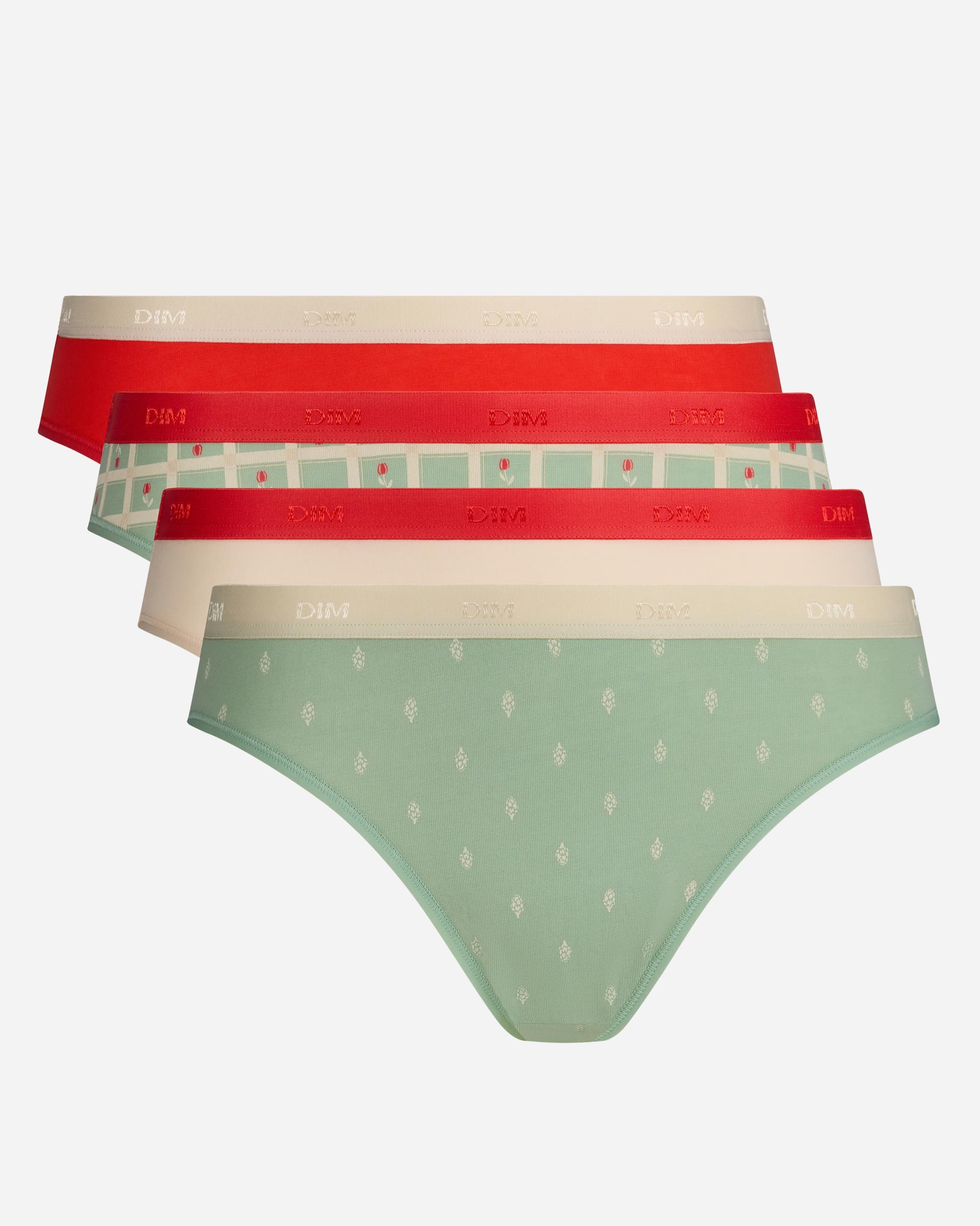 Pack de 4 bragas de algodón elástico estampadas - Dim - Multicolor Multicolor-4