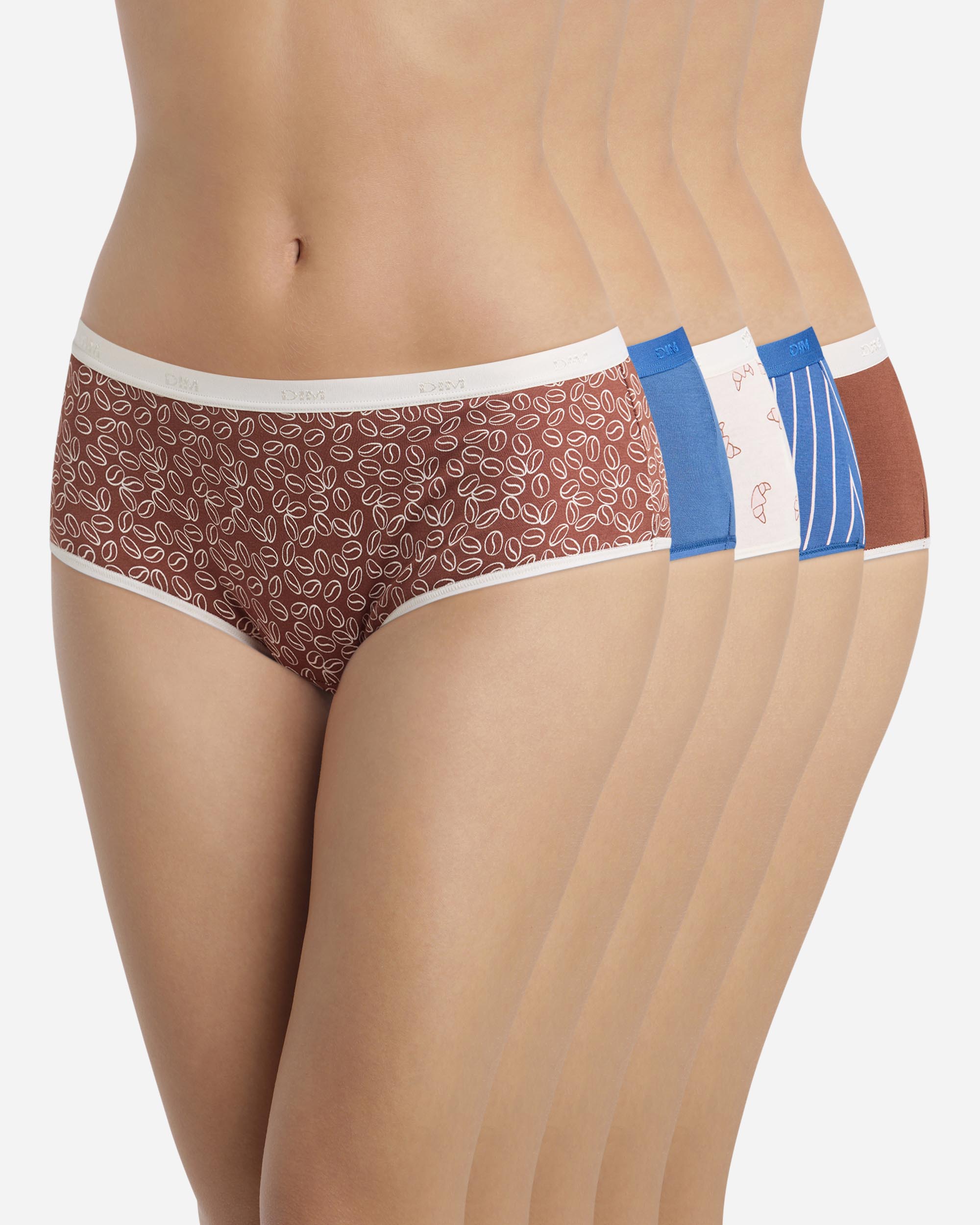Pack de 5 culottes de algodón elástico estampadas - Dim - Multicolor Multicolor-1