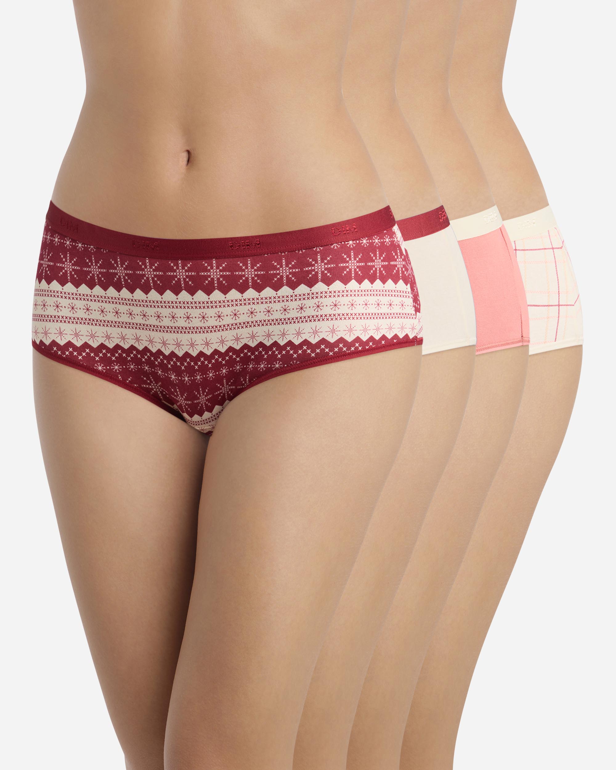 Pack de 4 culottes de algodón elástico estampadas - Dim - Multicolor Multicolor-1
