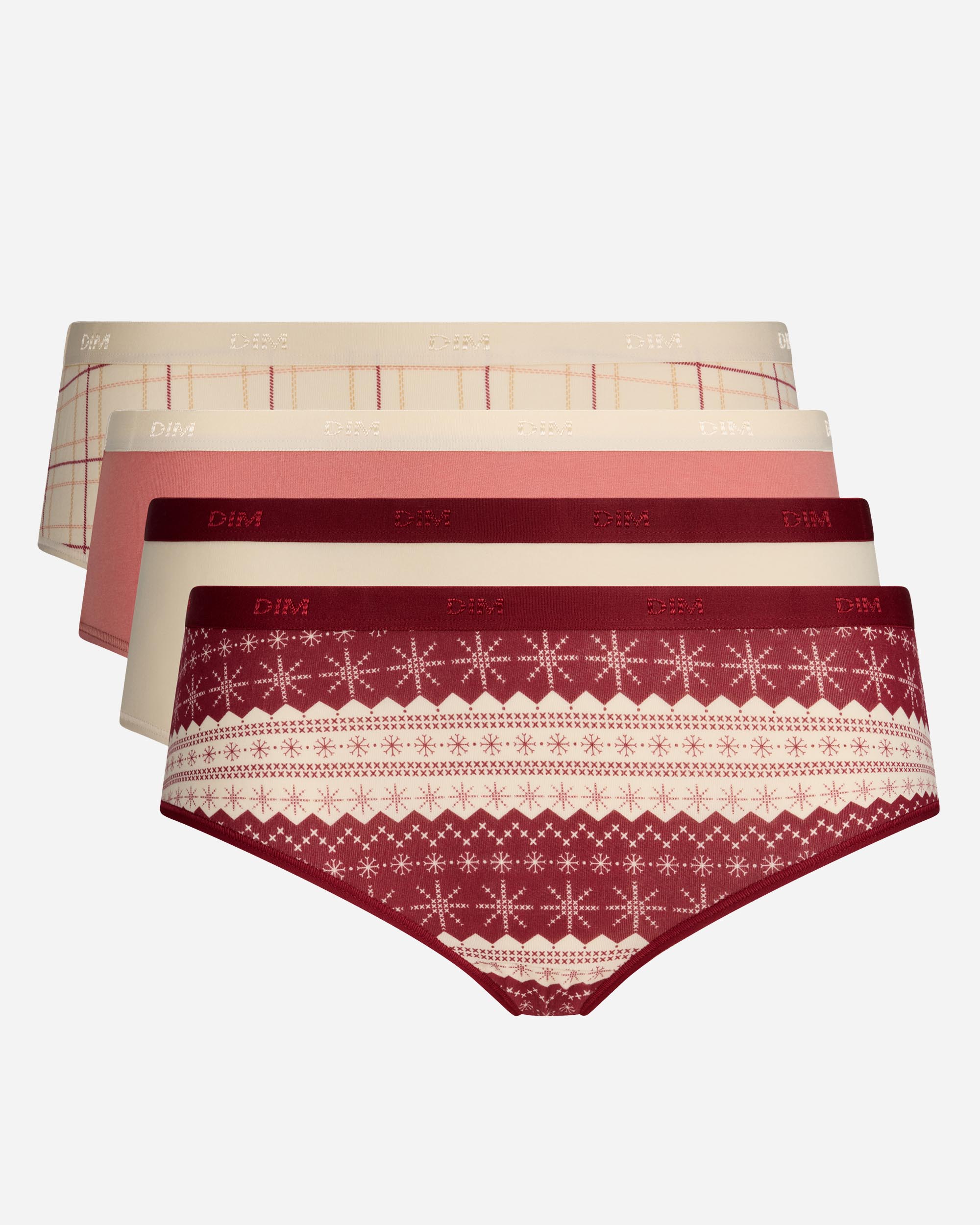 Pack de 4 culottes de algodón elástico estampadas - Dim - Multicolor Multicolor-4