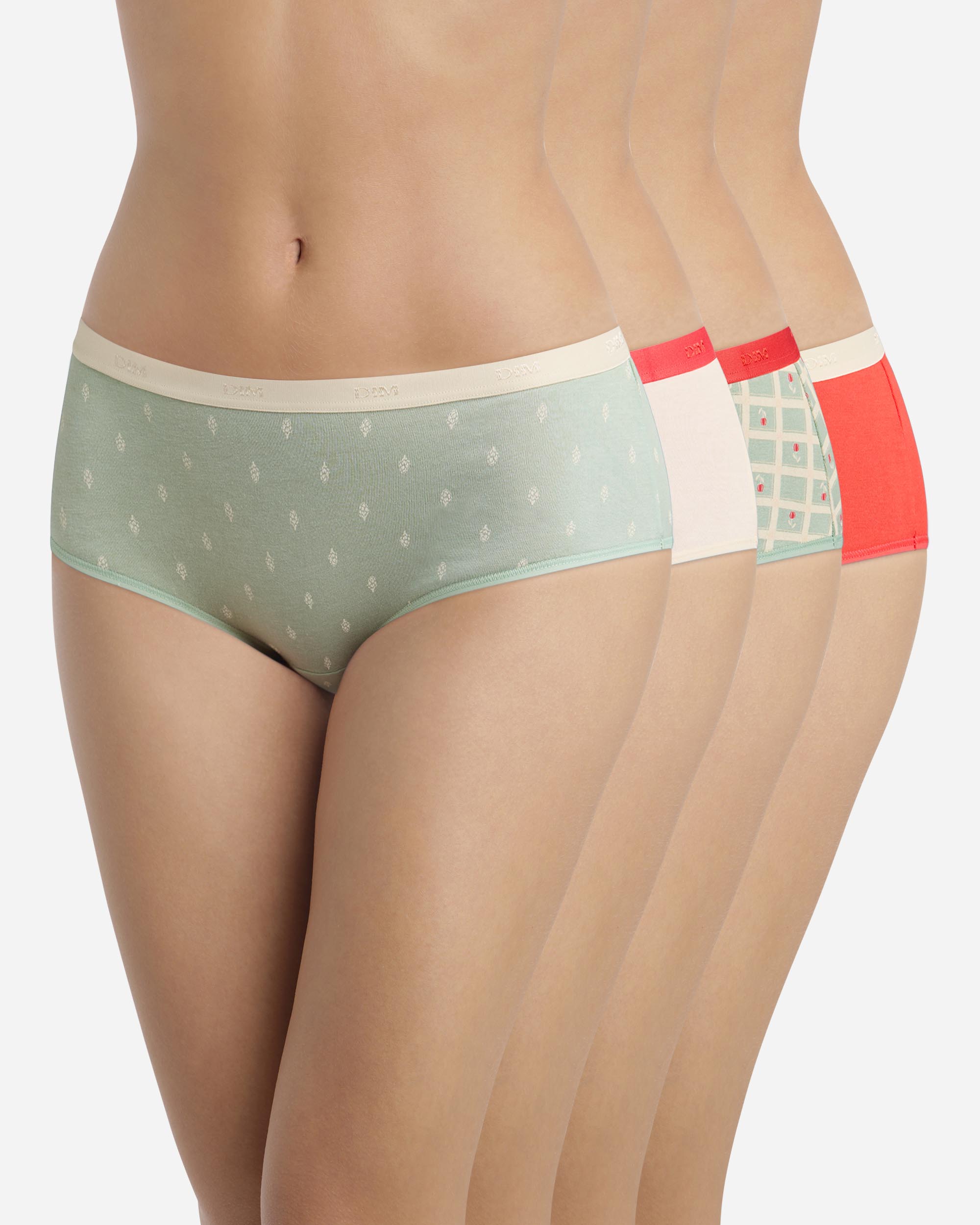 Pack de 4 culottes de algodón elástico estampadas - Dim - Multicolor Multicolor-1