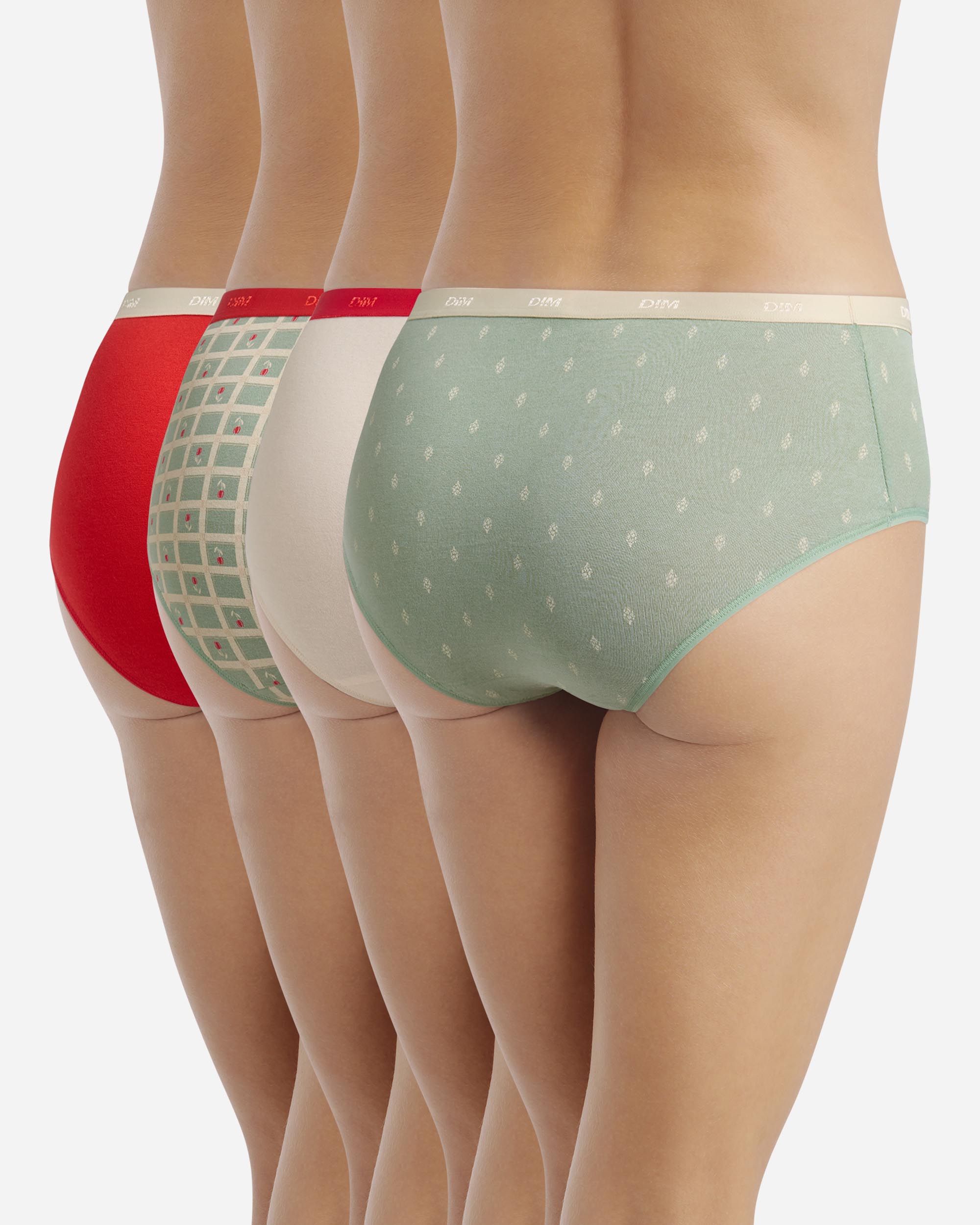 Pack de 4 culottes de algodón elástico estampadas - Dim - Multicolor Multicolor-2