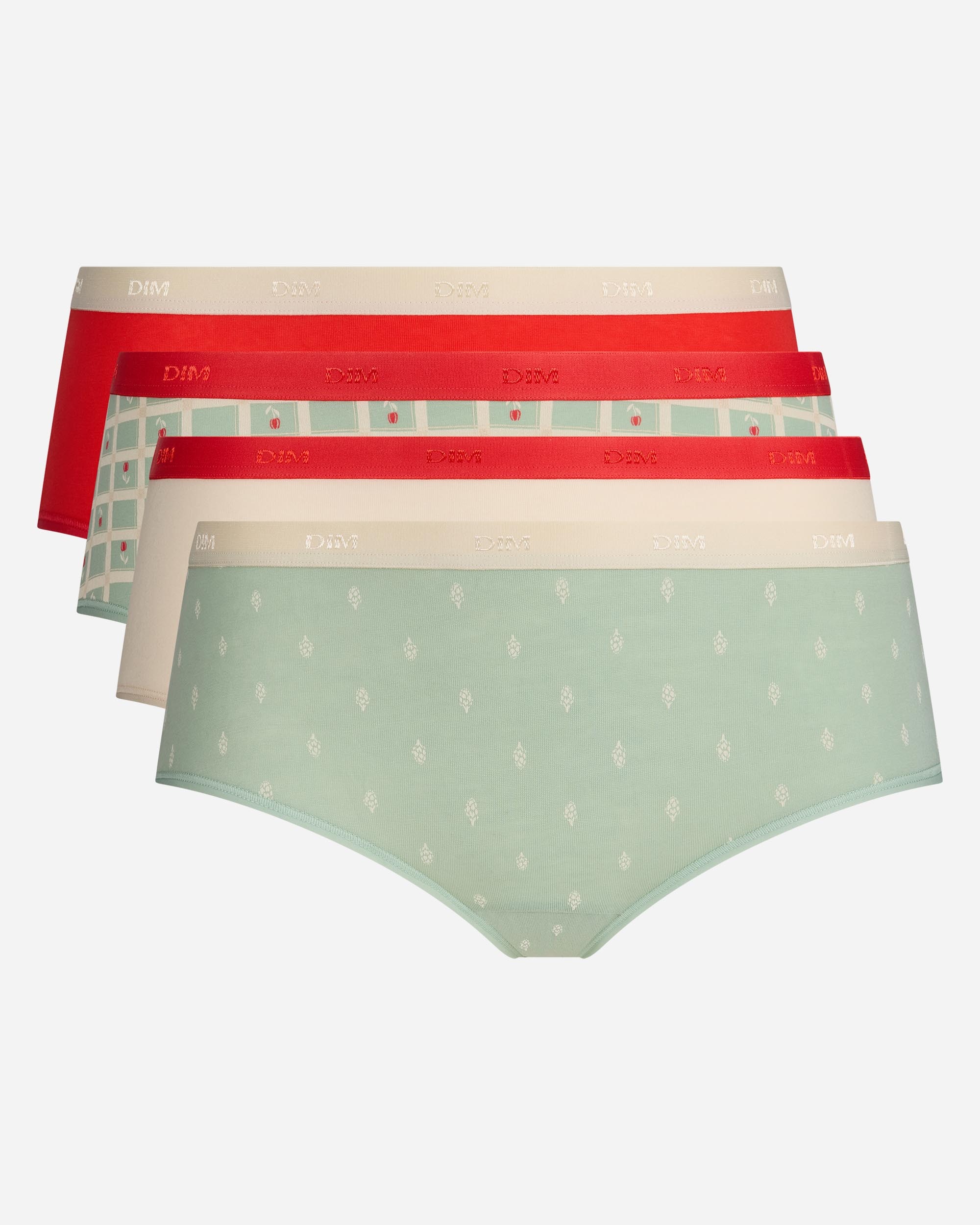 Pack de 4 culottes de algodón elástico estampadas - Dim - Multicolor Multicolor-4