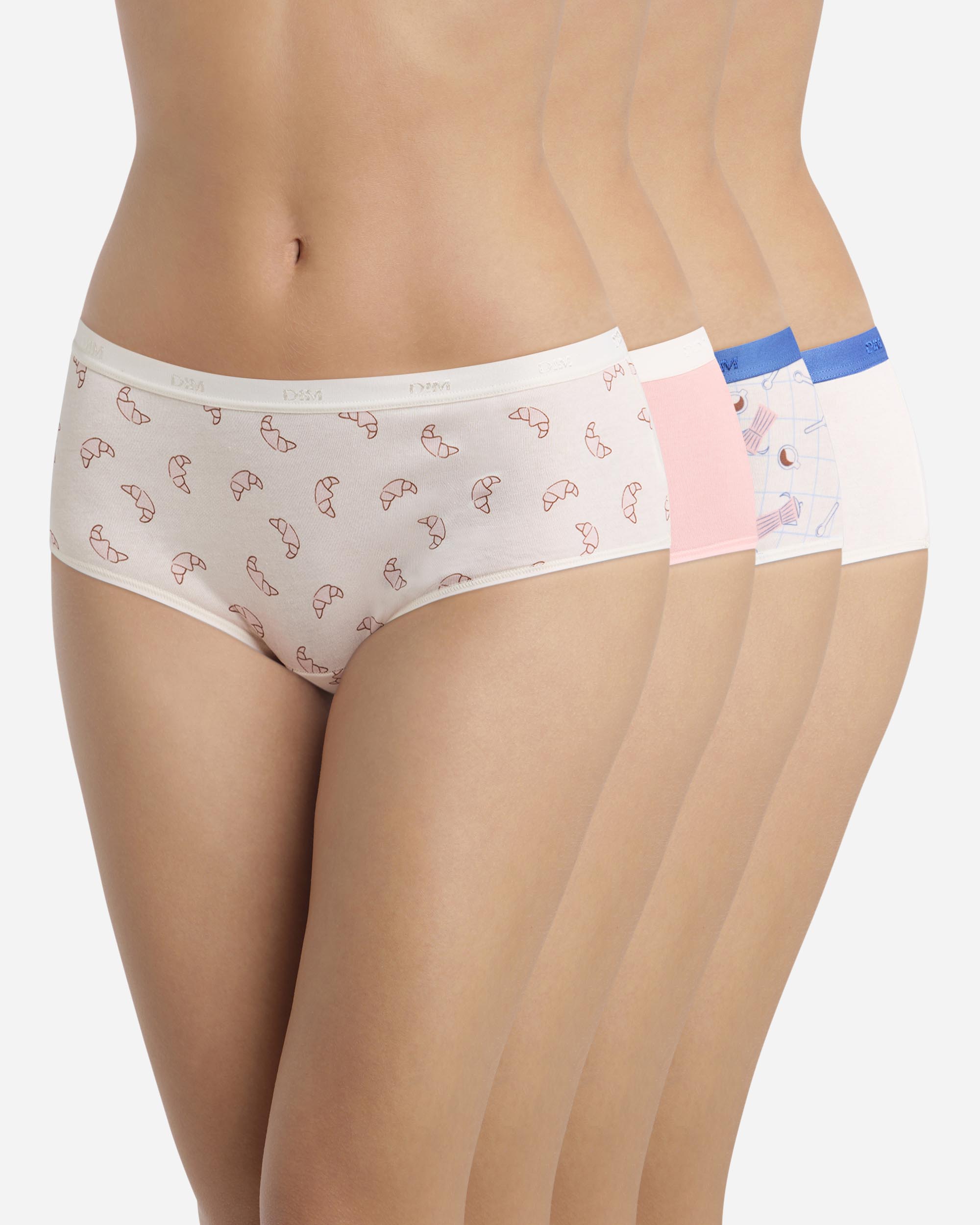 Pack de 4 culottes de algodón elástico estampadas - Dim - Multicolor Multicolor-1