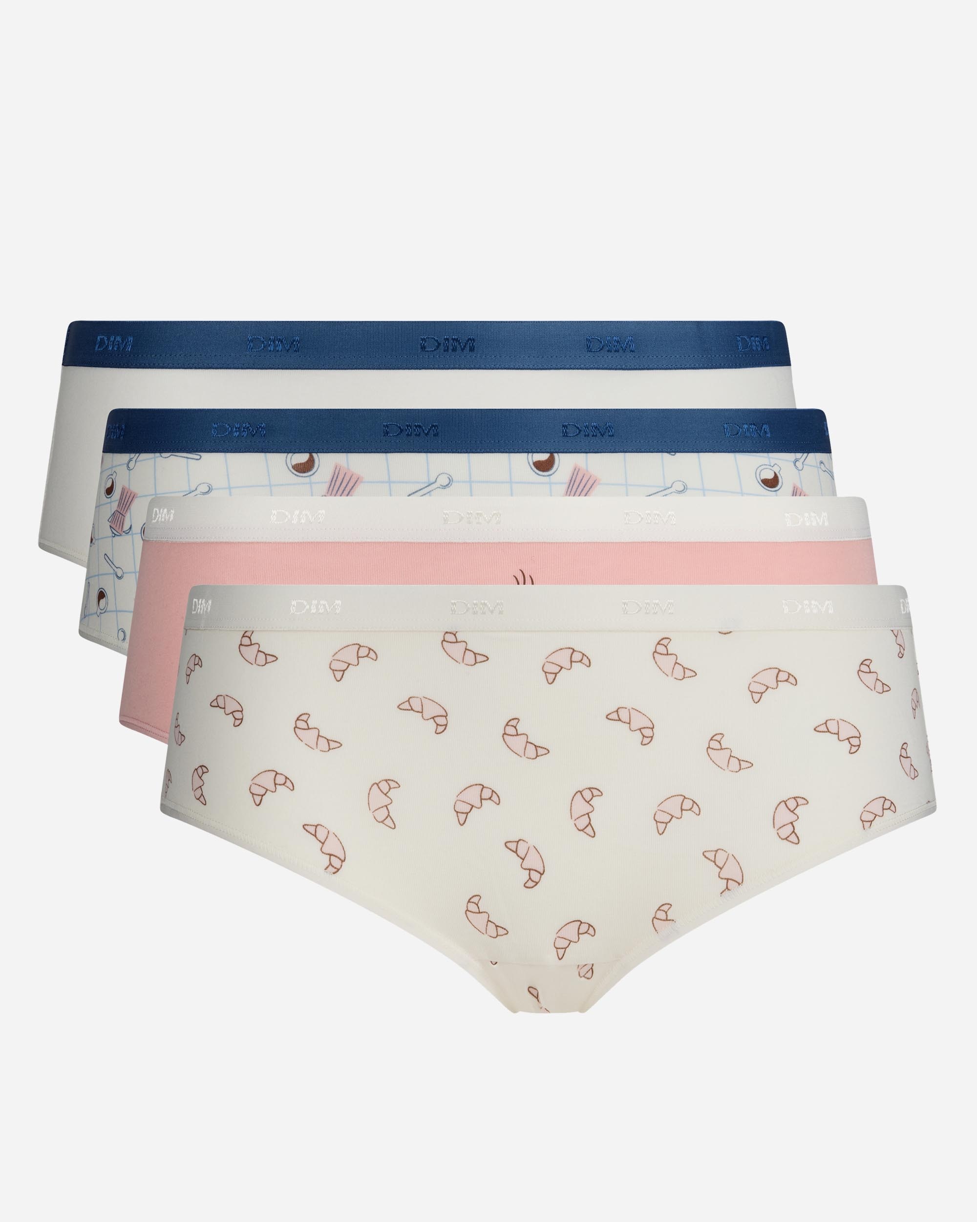 Pack de 4 culottes de algodón elástico estampadas - Dim - Multicolor Multicolor-4