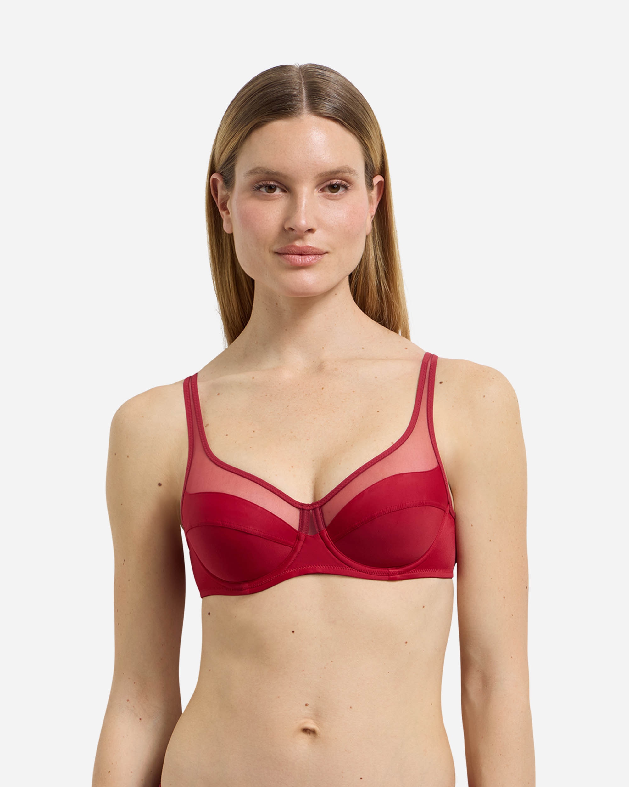 Sujetador con aro de gran capacidad generous con tul - Dim - Rojo Rojo-1