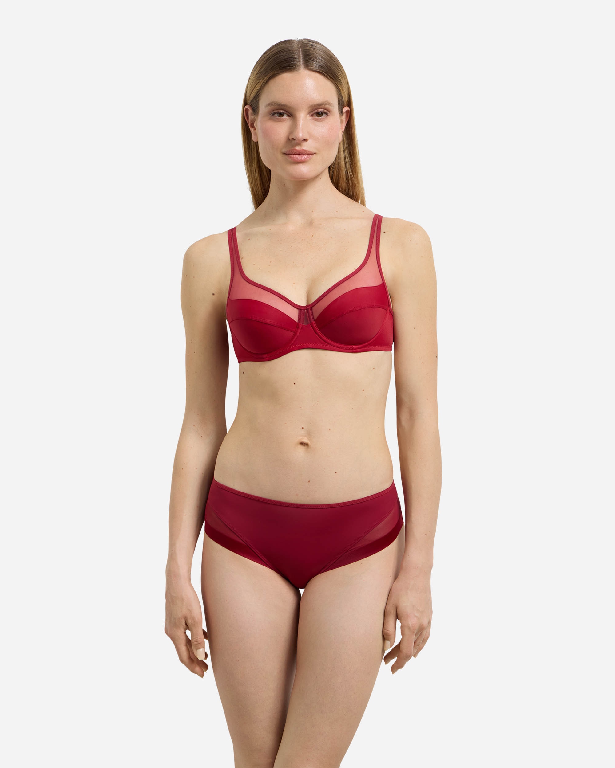 Sujetador con aro de gran capacidad generous con tul - Dim - Rojo Rojo-3