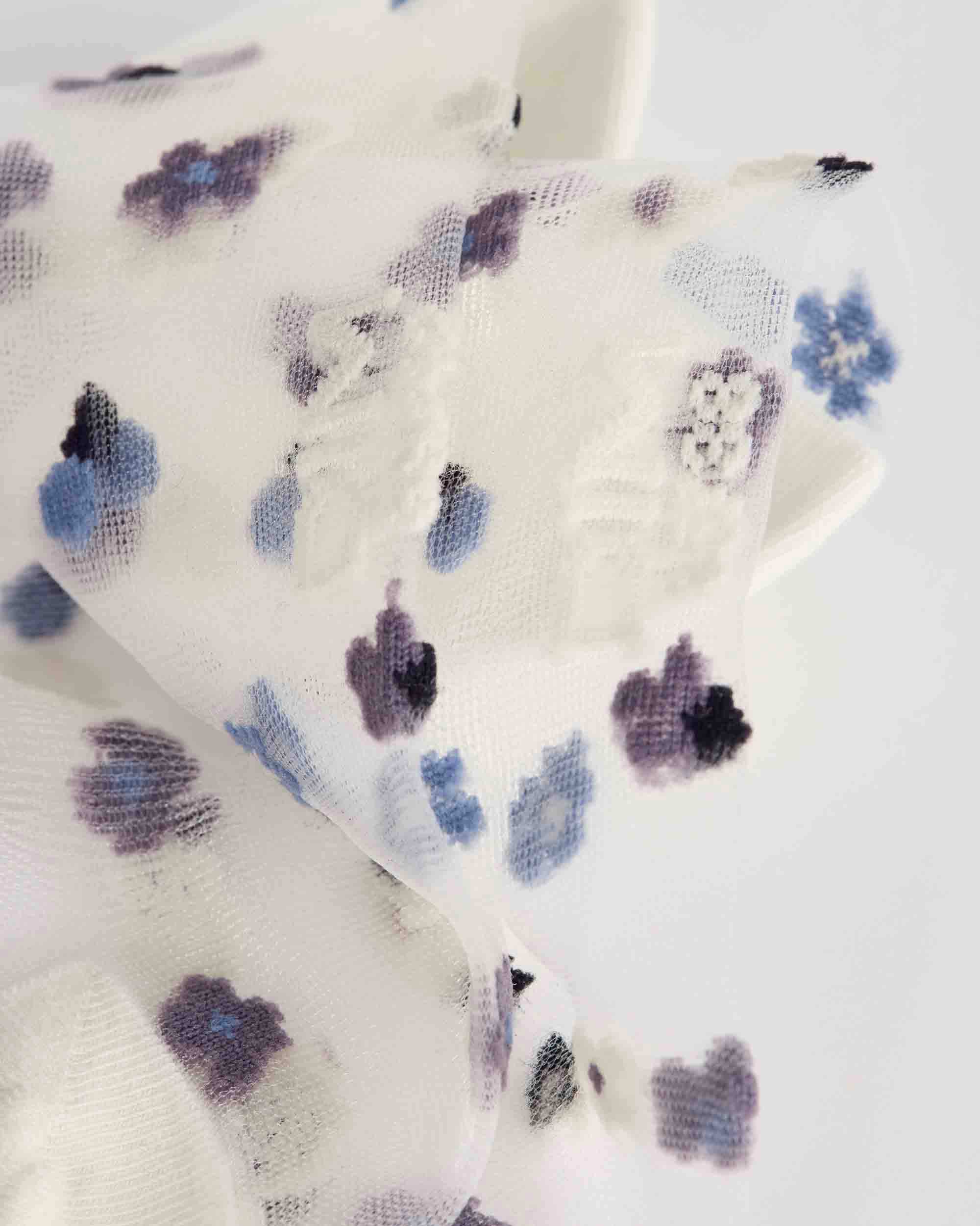 Calcetines tobilleros con flores y transparencias - Dim - Azul Azul-3