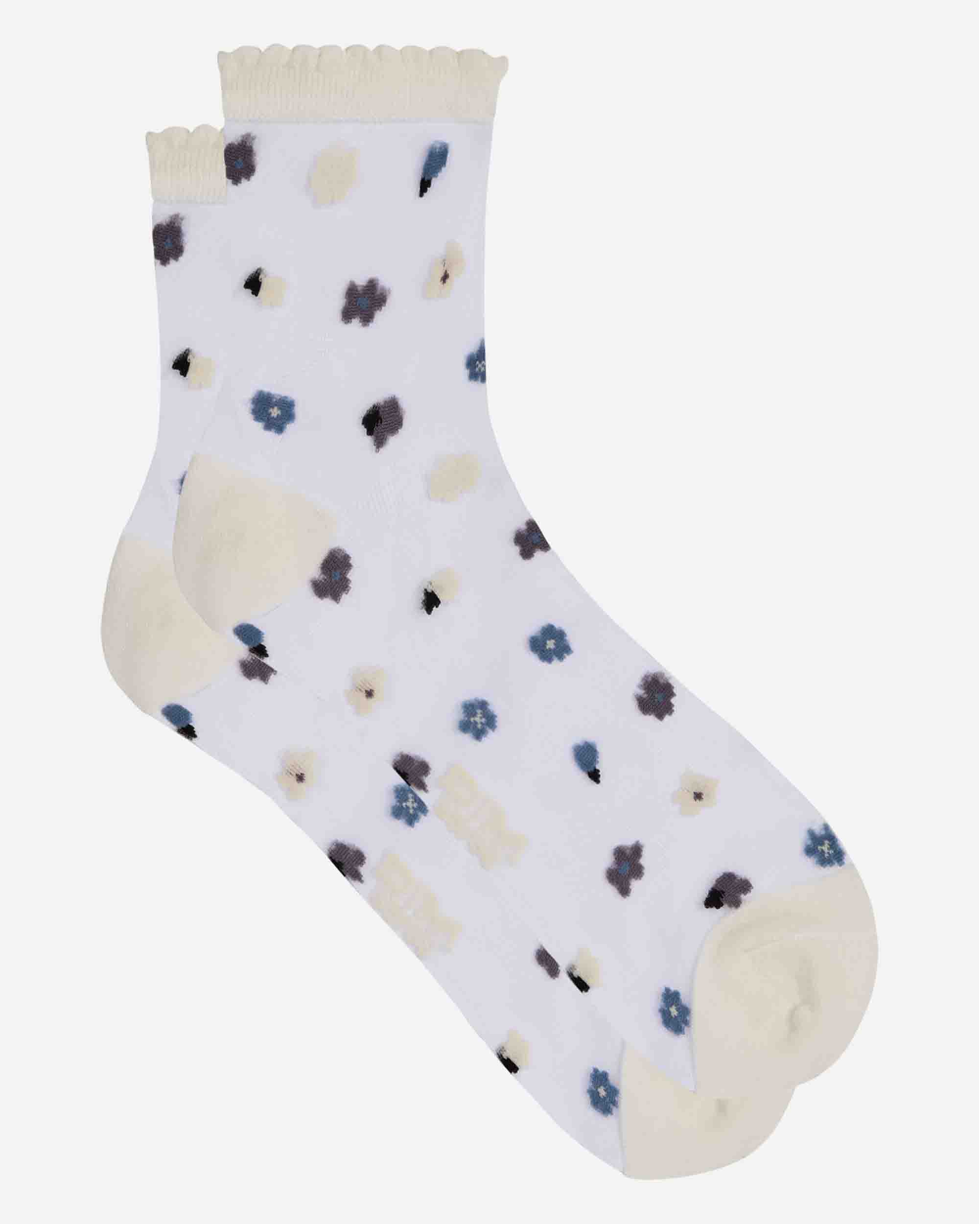 Calcetines tobilleros con flores y transparencias - Dim - Azul Azul-2