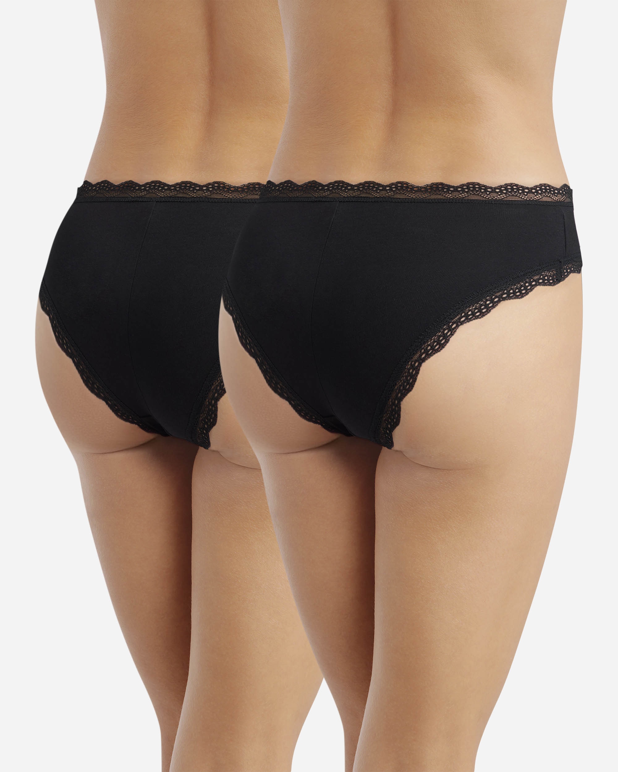 Pack de 2 bragas de algodón con encaje - Dim - Negro Negro-2
