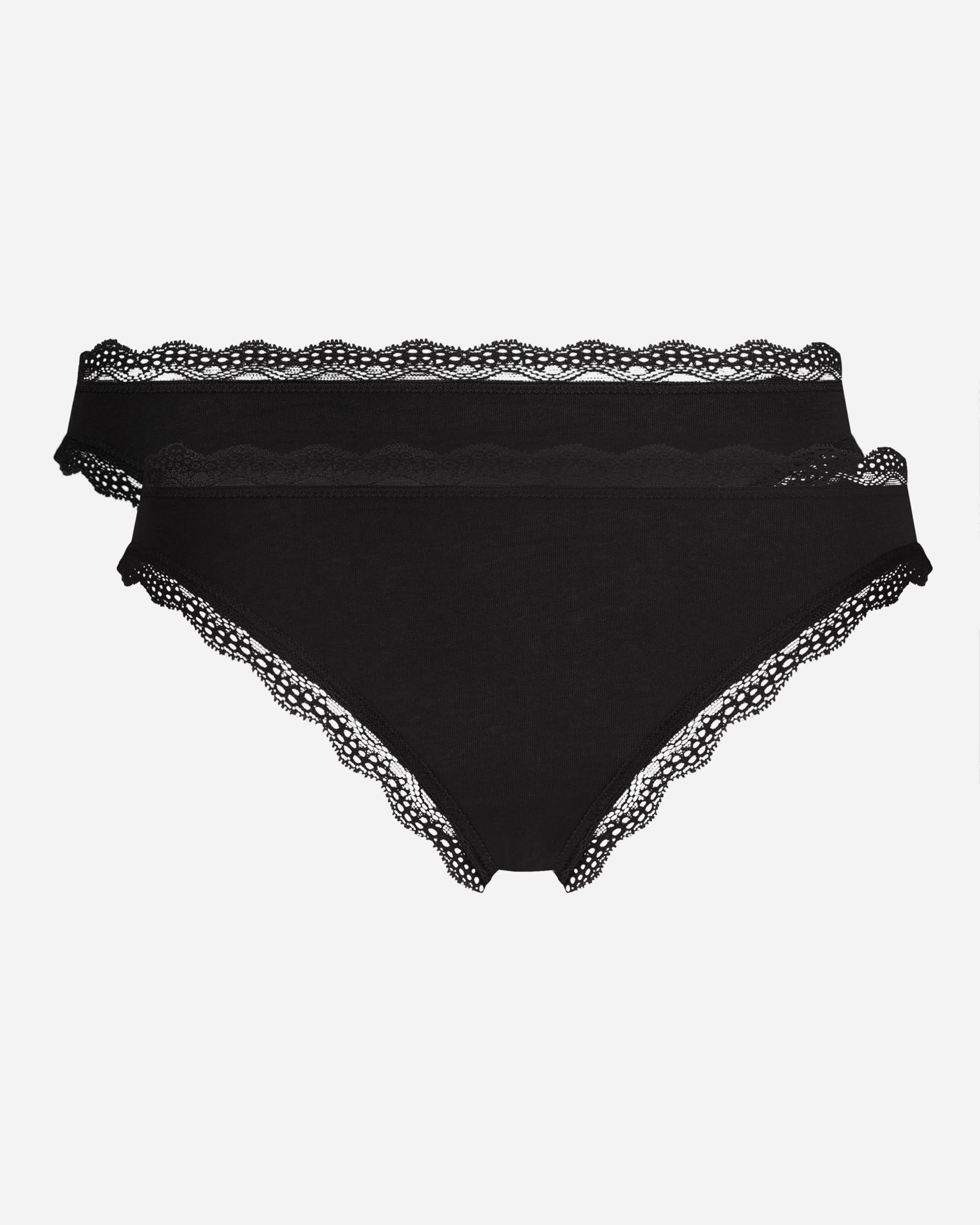 Pack de 2 bragas de algodón con encaje - Dim - Negro Negro-4