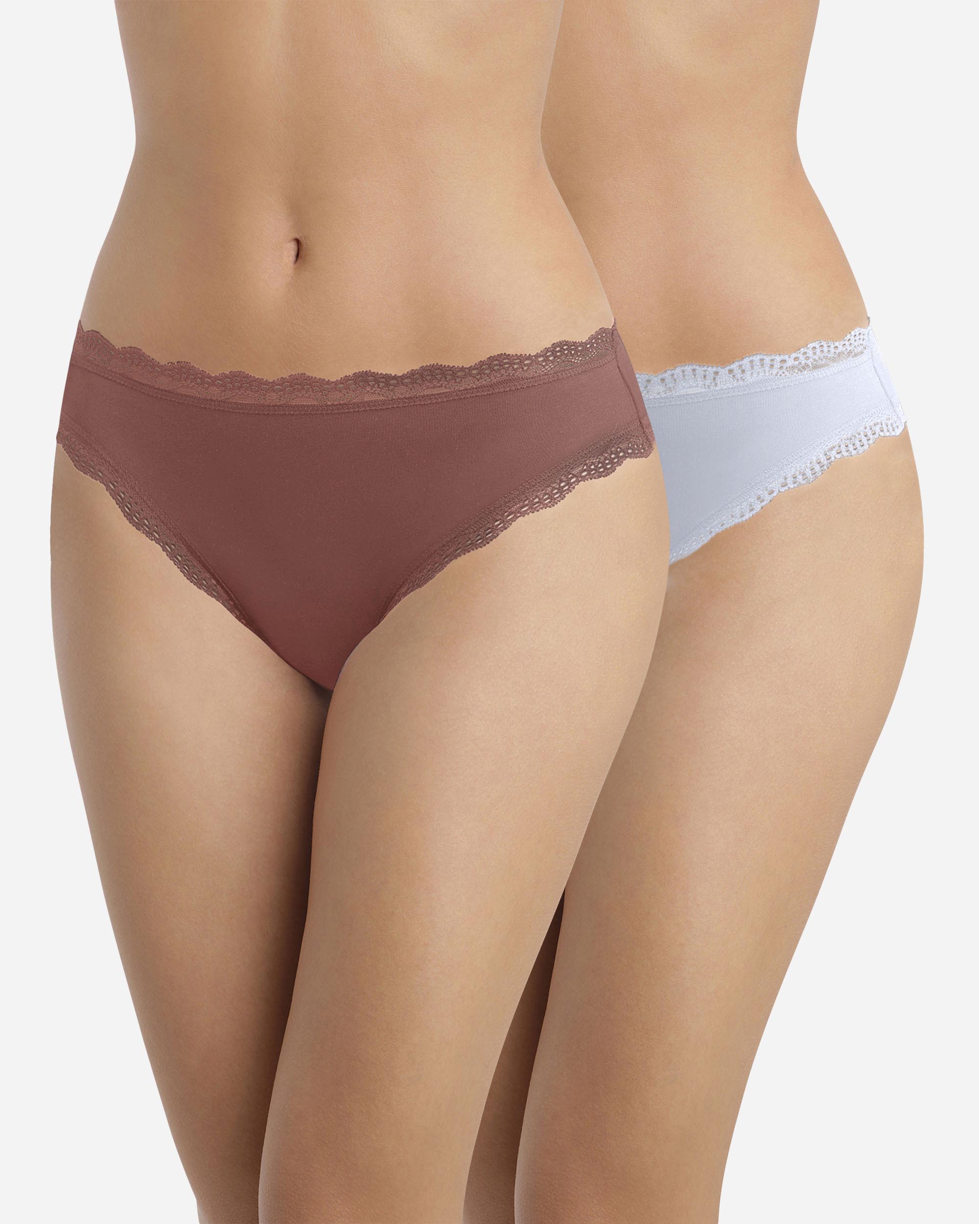 Imagen 0 de Pack de 2 bragas de algodón con encaje Multicolor