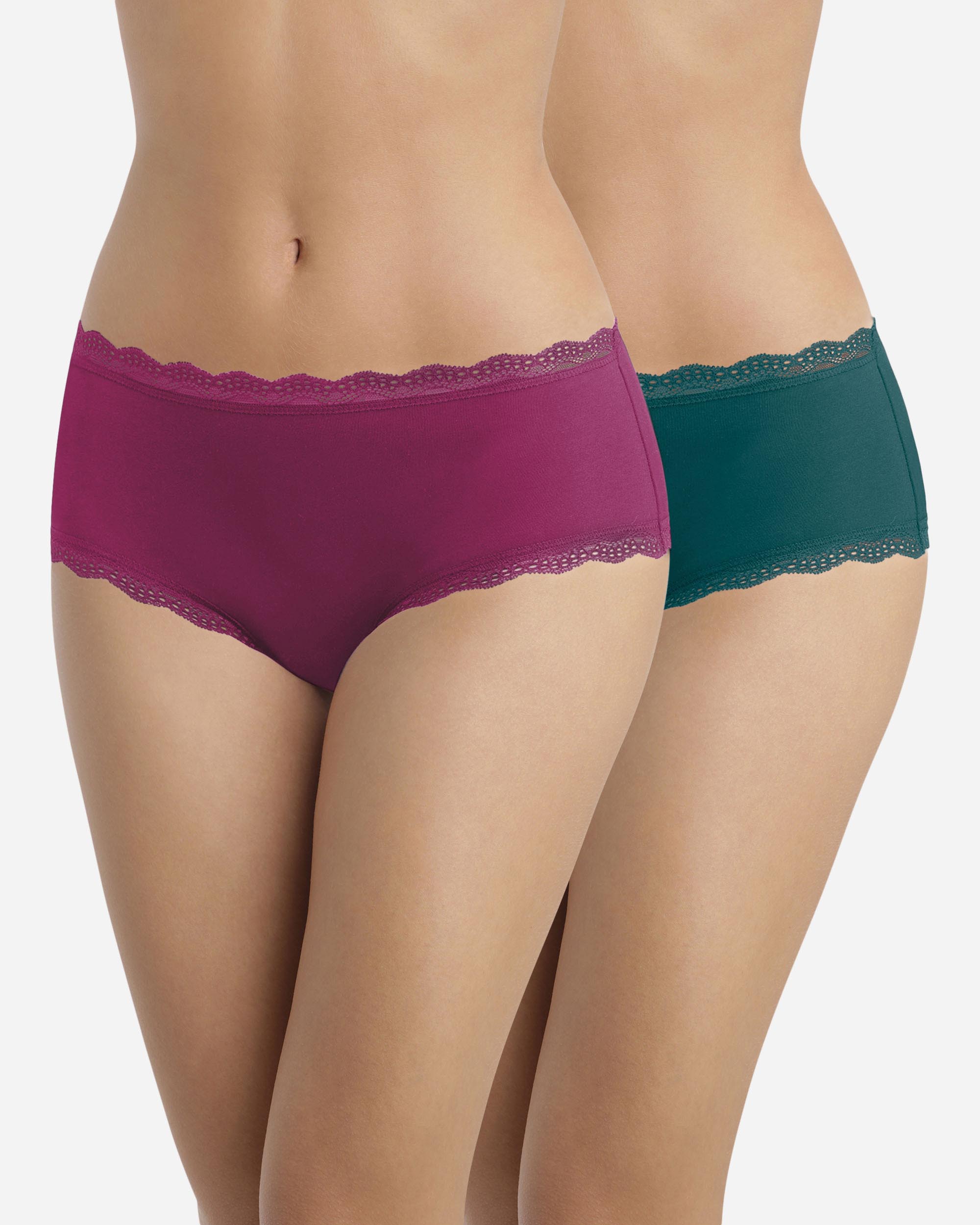 Pack de 2 bragas shorty de algodón con encaje - Dim - Multicolor Multicolor-1
