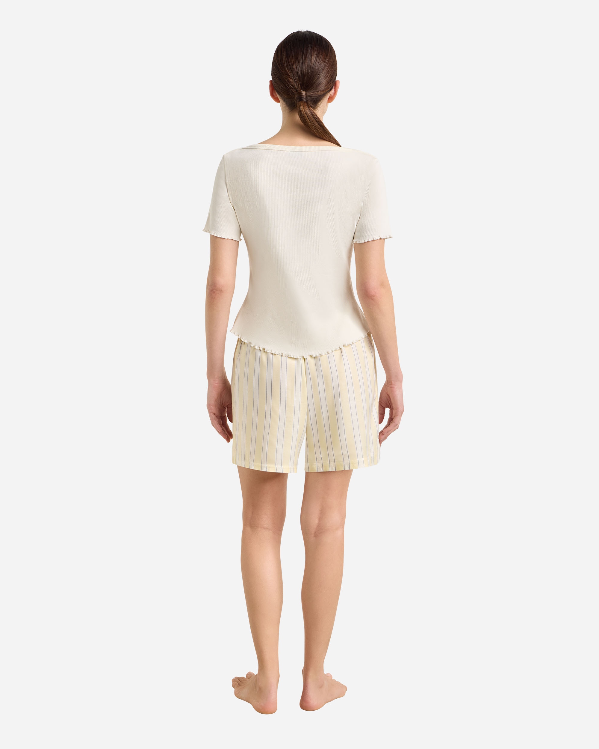 Pantalón corto de pijama de mujer - Dim - Crema Crema-2