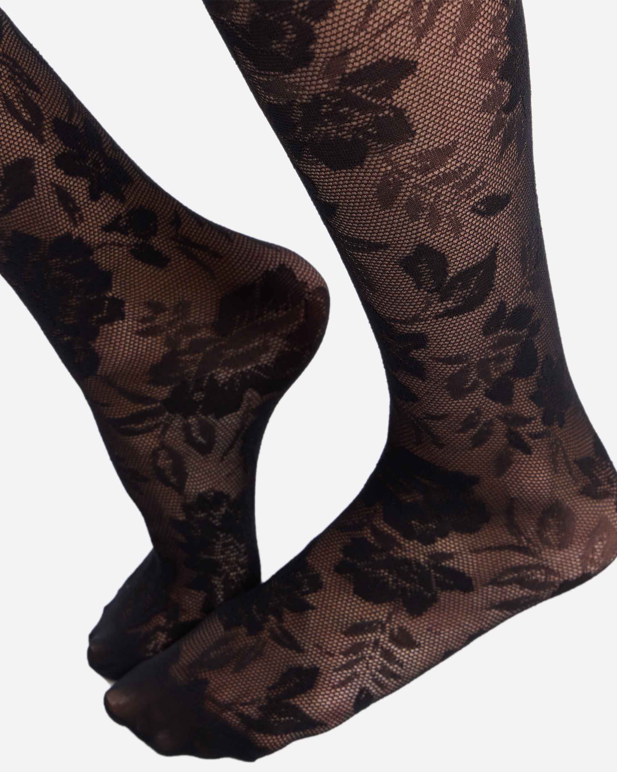 Mini medias con encaje de flores - Dim - Negro Negro-2