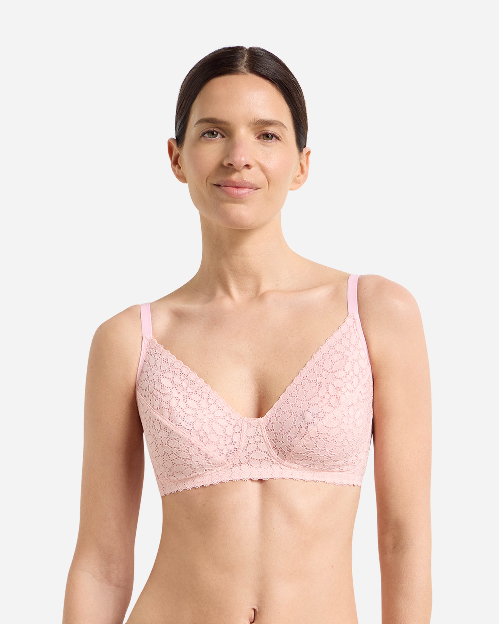 Sujetador sin aro de encaje floral daily dentelle - Dim - Rosa claro Rosa claro-1