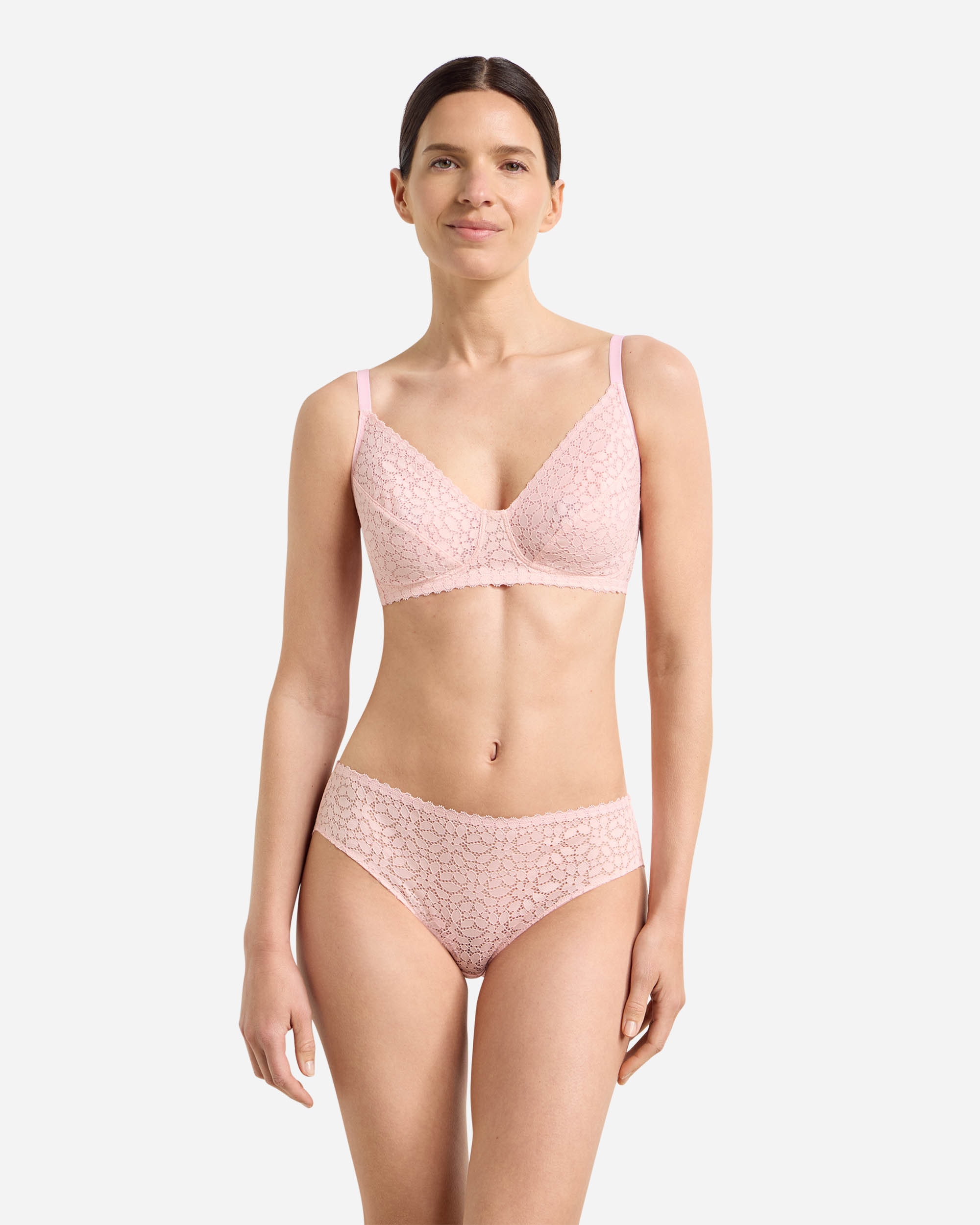 Sujetador sin aro de encaje floral daily dentelle - Dim - Rosa claro Rosa claro-4