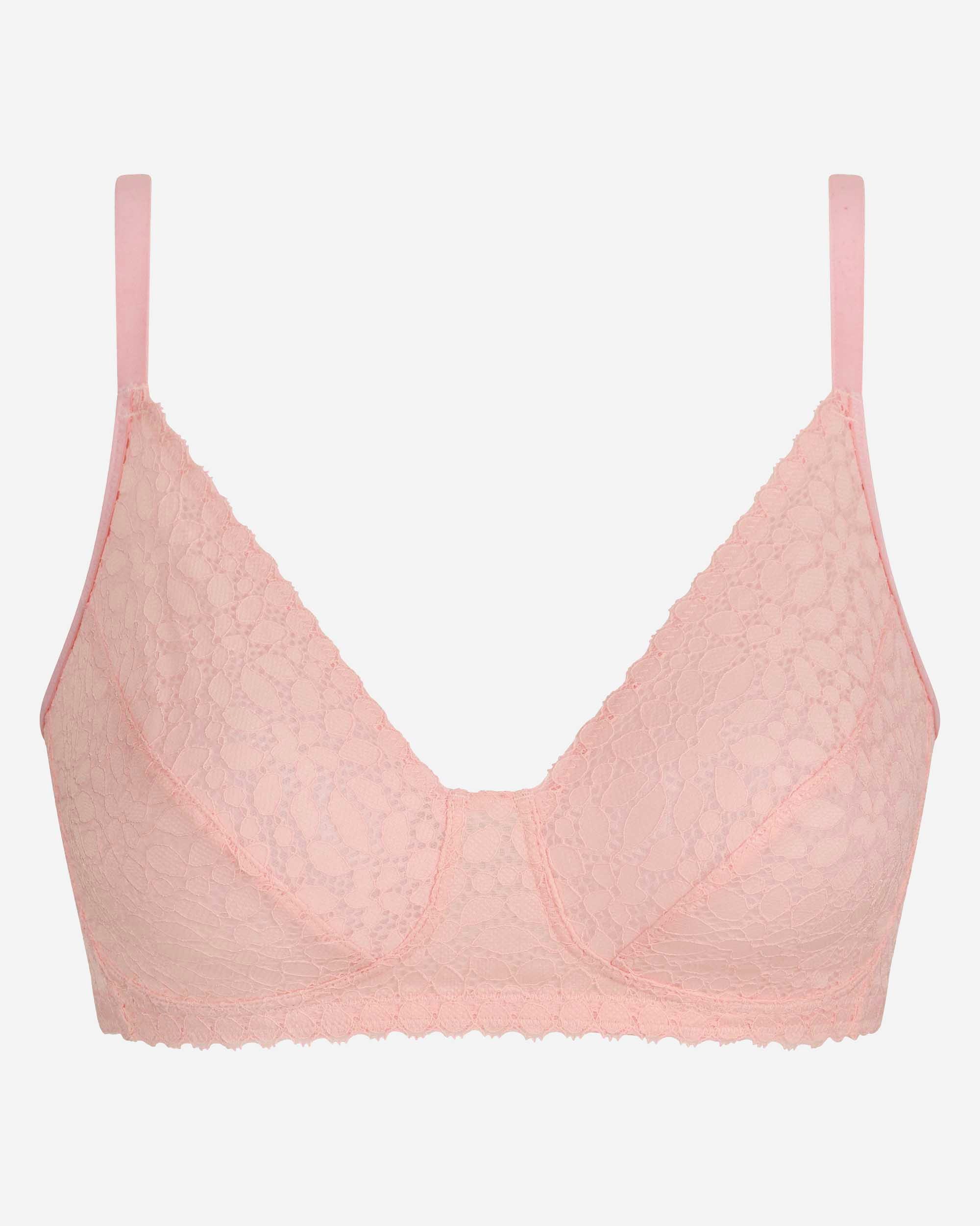 Sujetador sin aro de encaje floral daily dentelle - Dim - Rosa claro Rosa claro-5