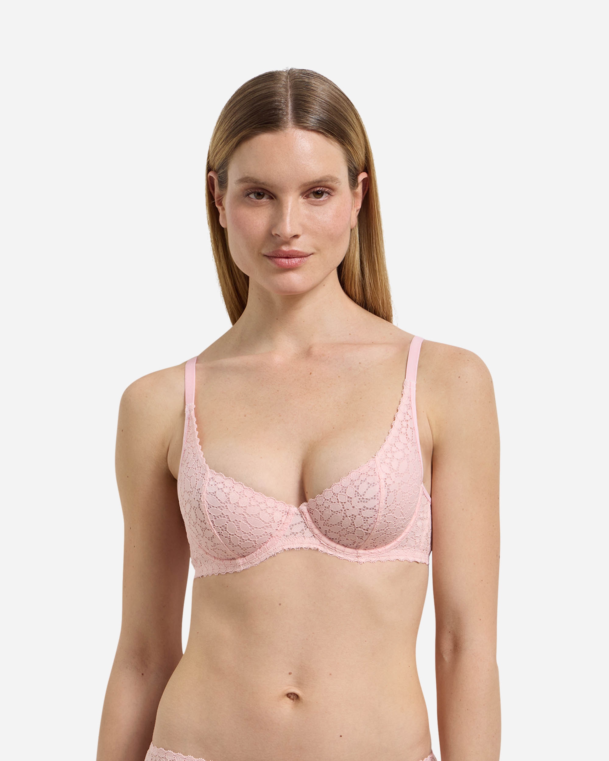Sujetador con aro de encaje floral daily dentelle - Dim - Rosa claro Rosa claro-1