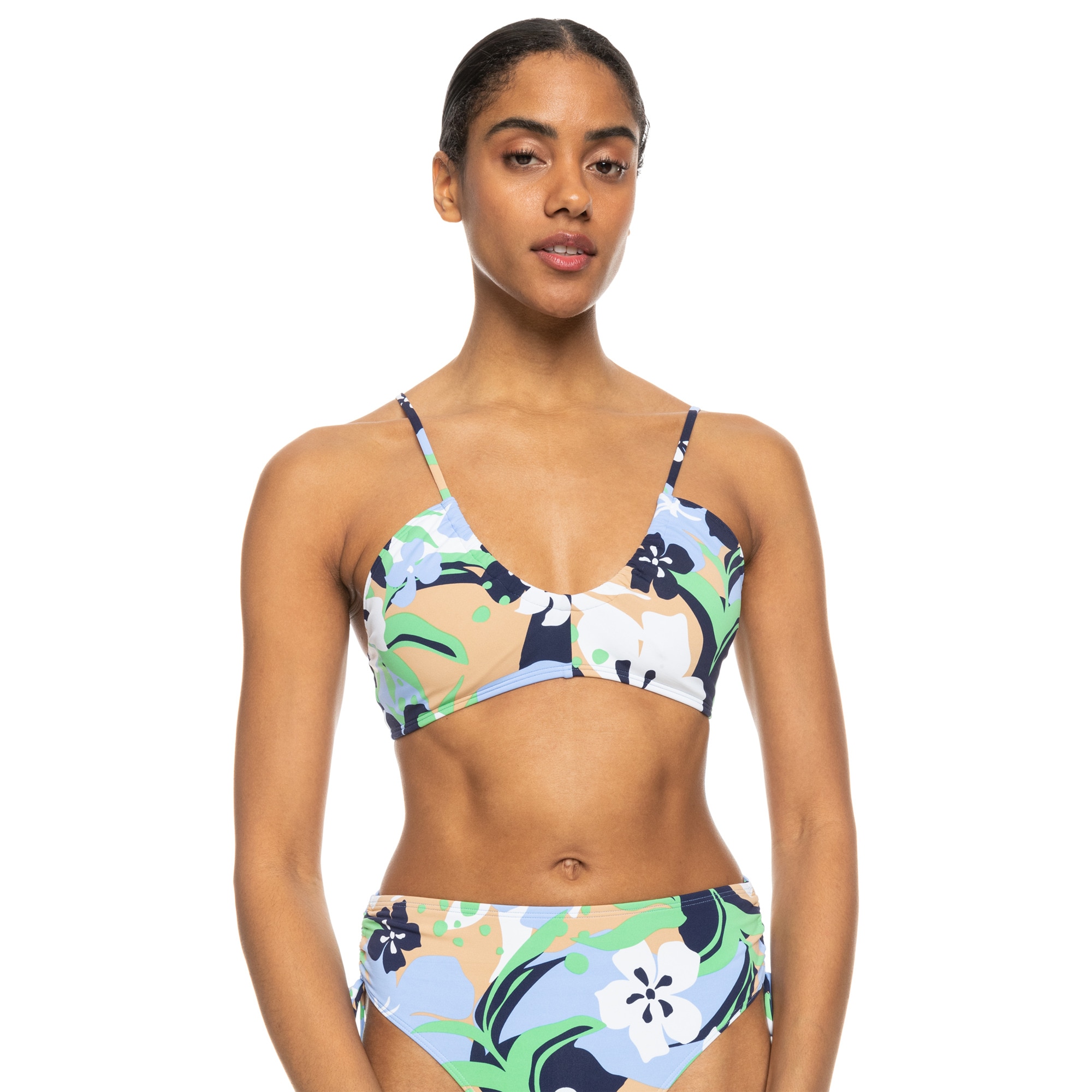 Roxy Top de bikini de mujer Printed Beach Classics Azul