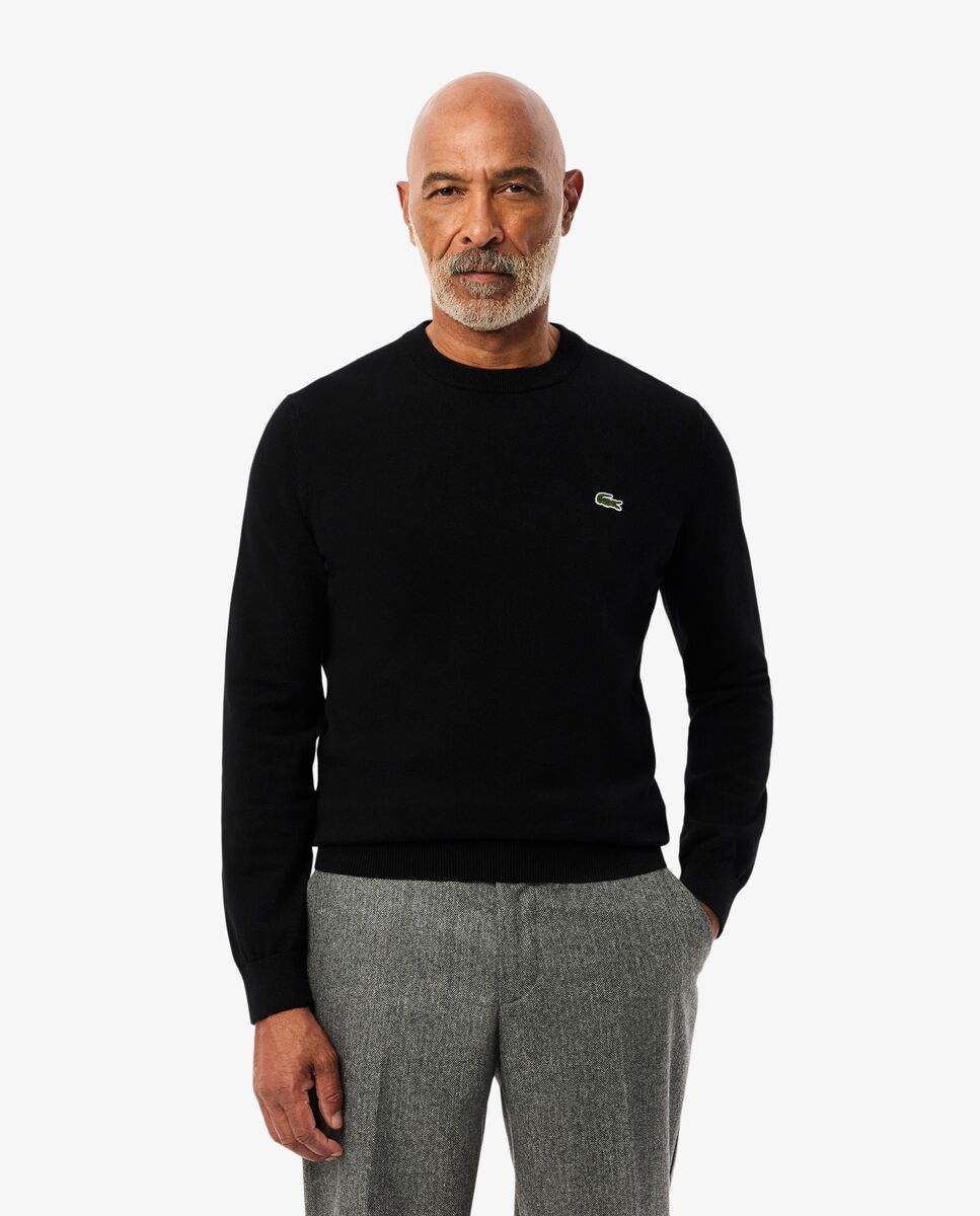 Lacoste - Jersey de hombre de cuello redondo de algodón monocolor.