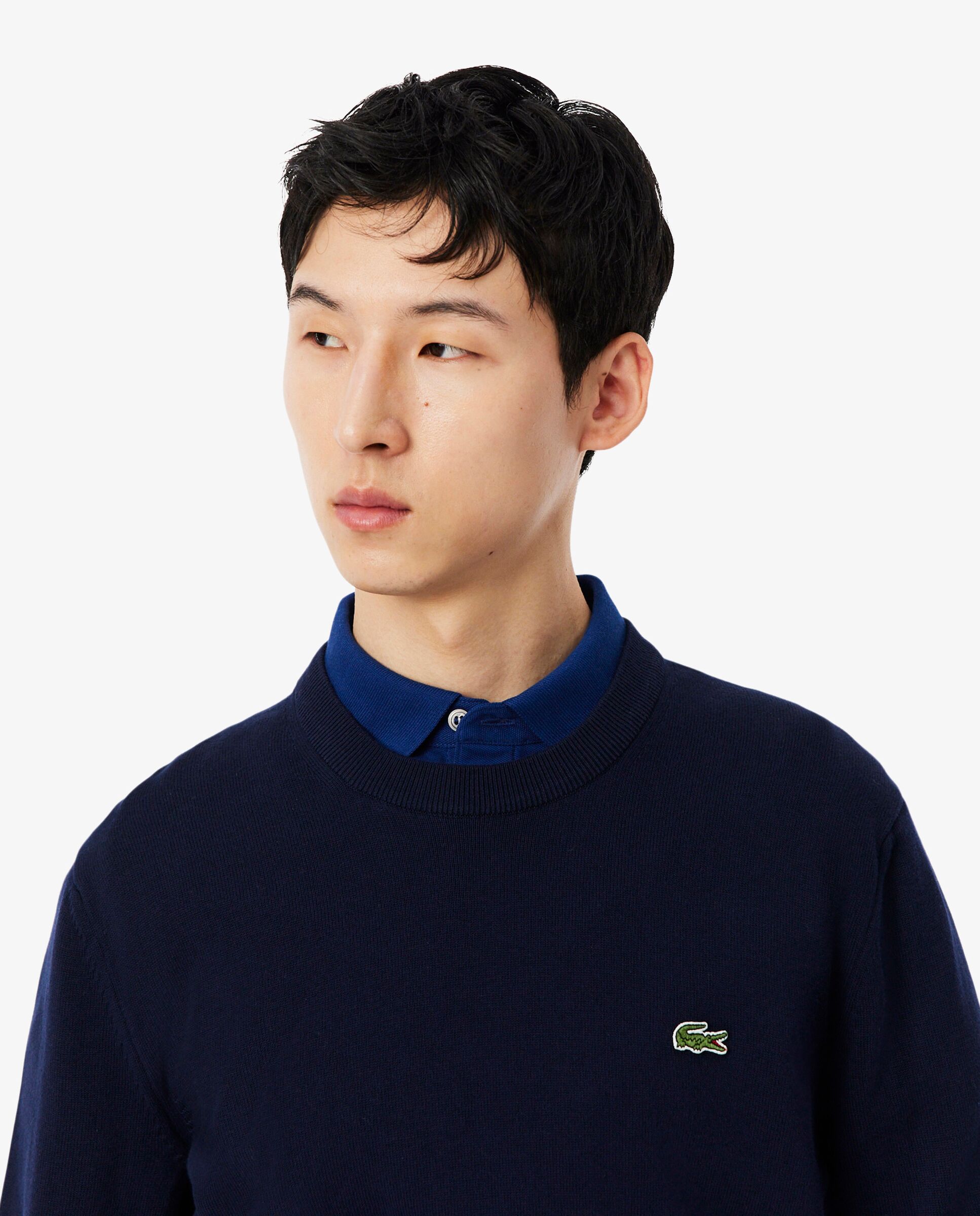 Jersey de hombre de cuello redondo de algodón monocolor - Lacoste - Azul marino Azul marino-3