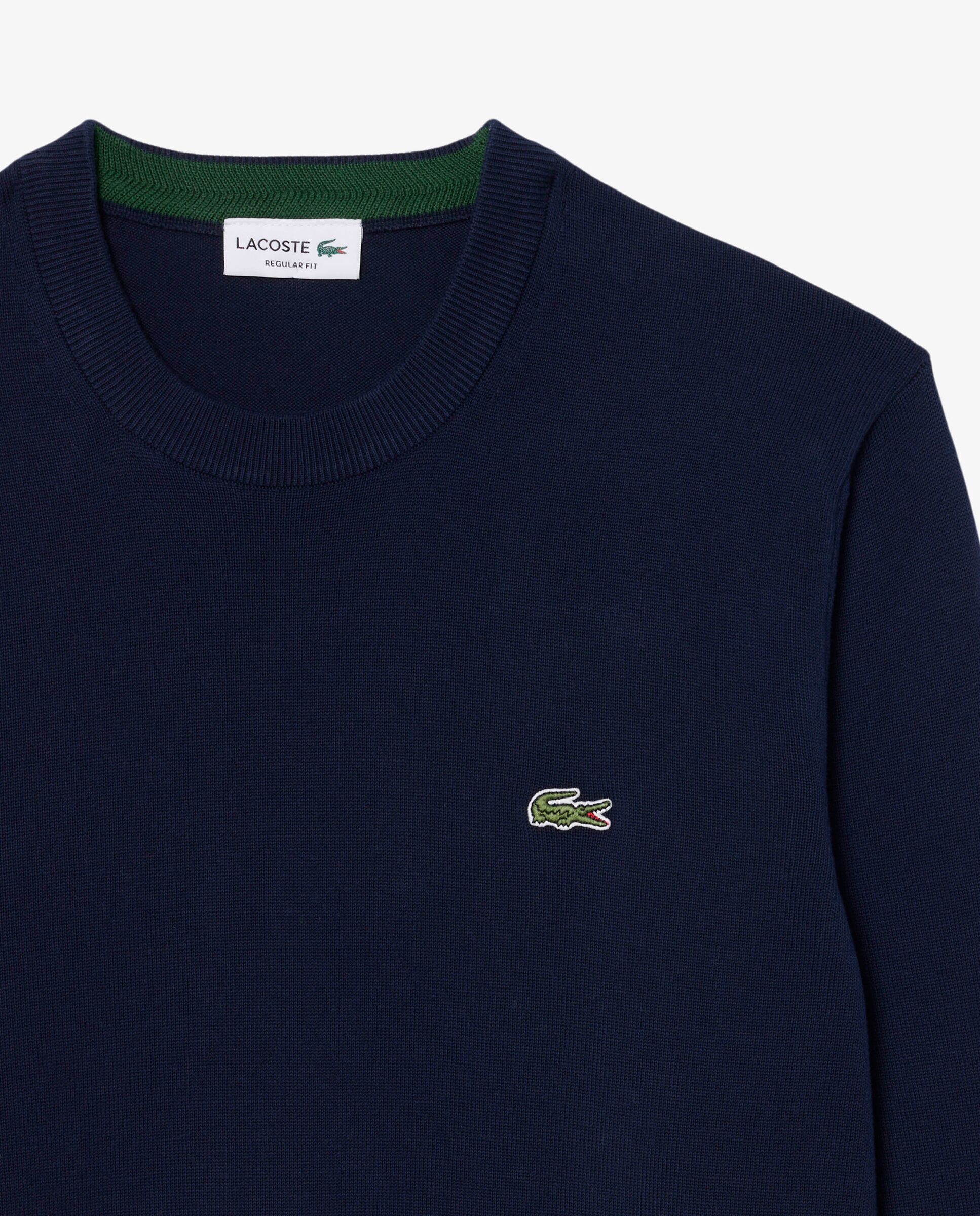 Jersey de hombre de cuello redondo de algodón monocolor - Lacoste - Azul marino Azul marino-5