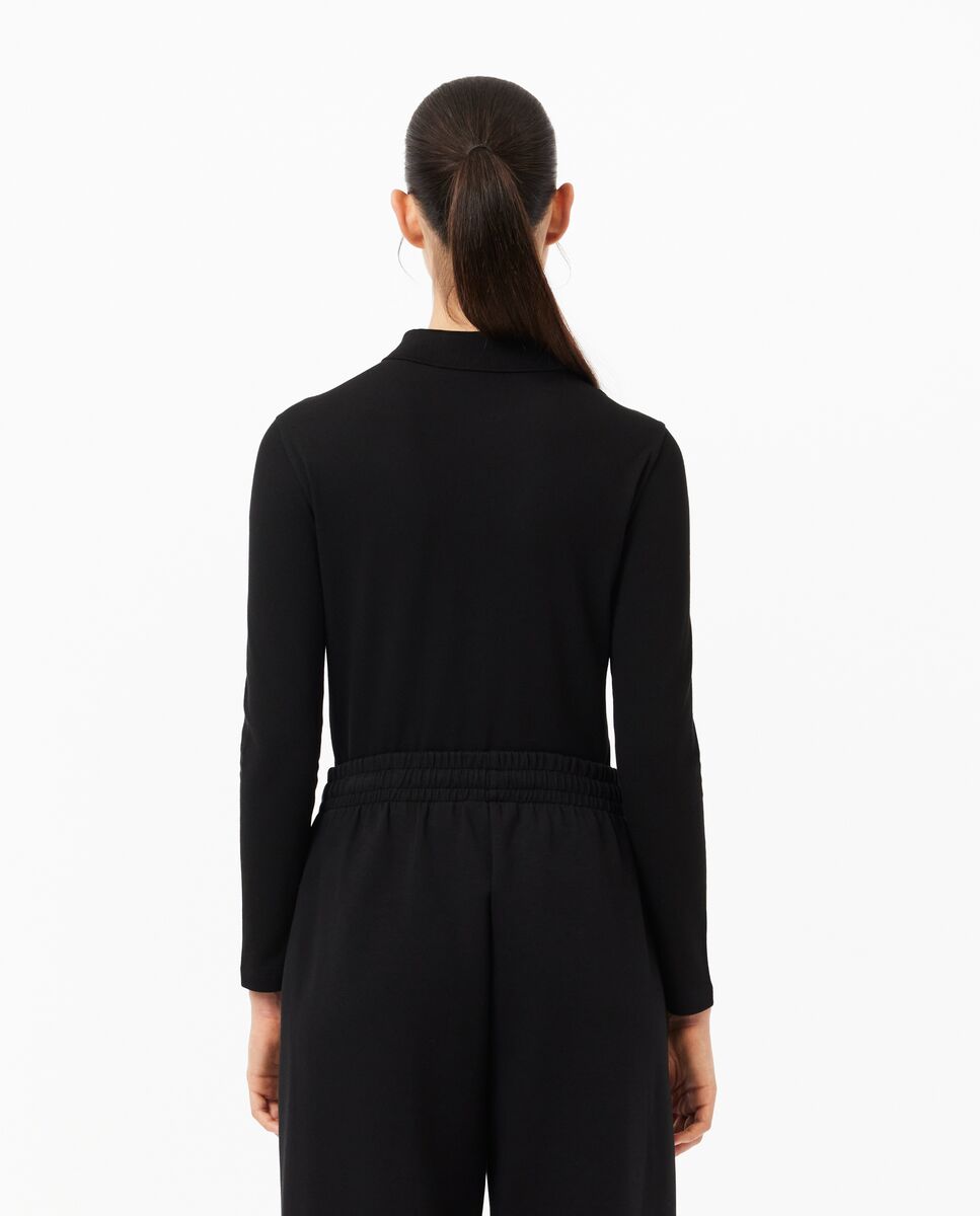 Polo de mujer de corte ajustado de minipiqué elástico de manga corta - Lacoste - Negro Negro-2