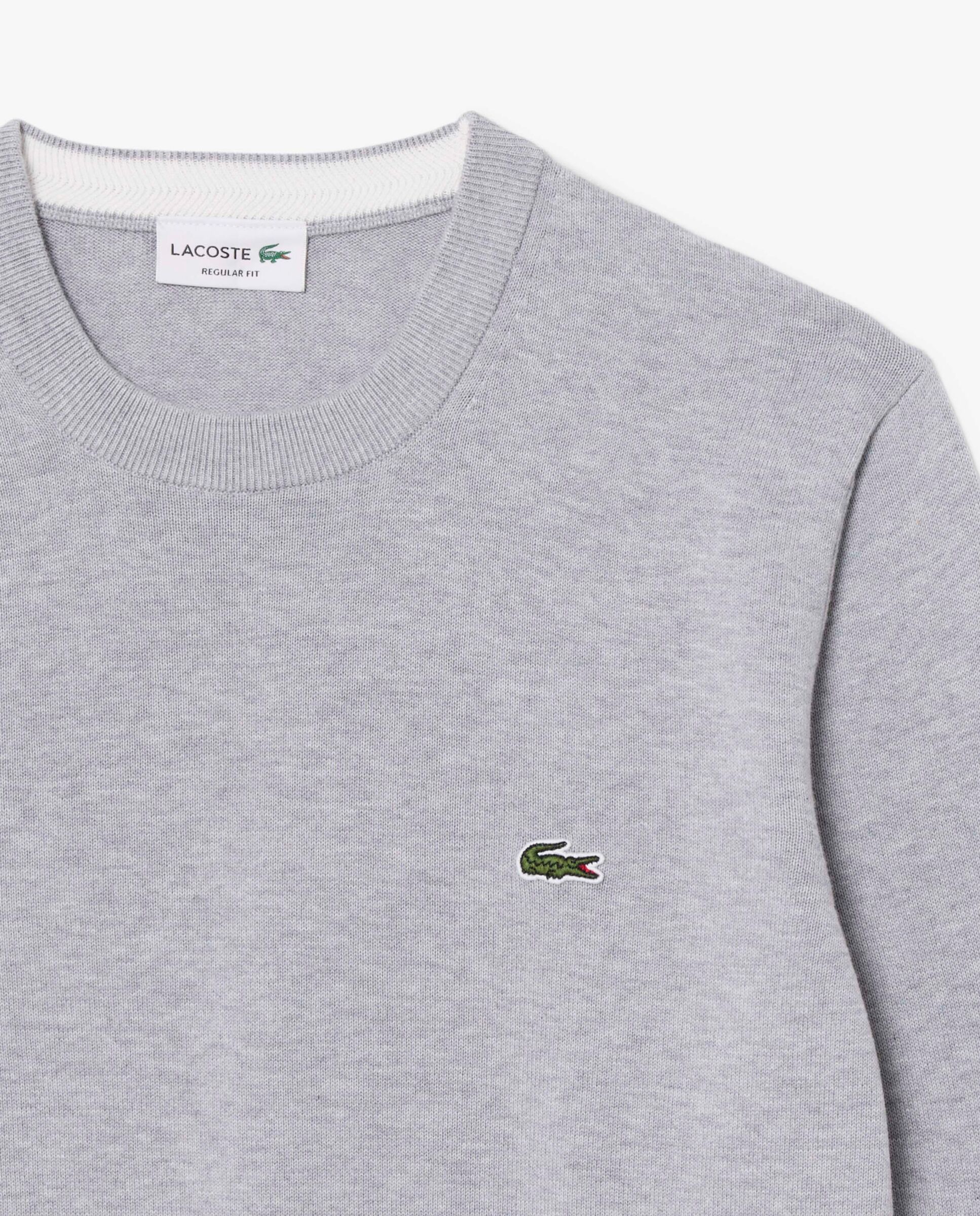 Jersey de hombre de cuello redondo de algodón monocolor - Lacoste - Gris oscuro Gris oscuro-5