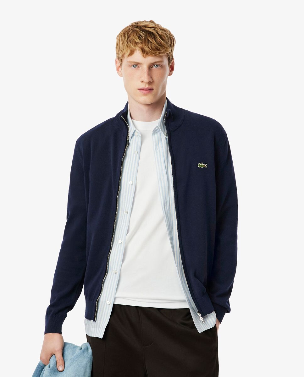 Lacoste - Jersey de hombre de cuello alto de algodón con cremallera.