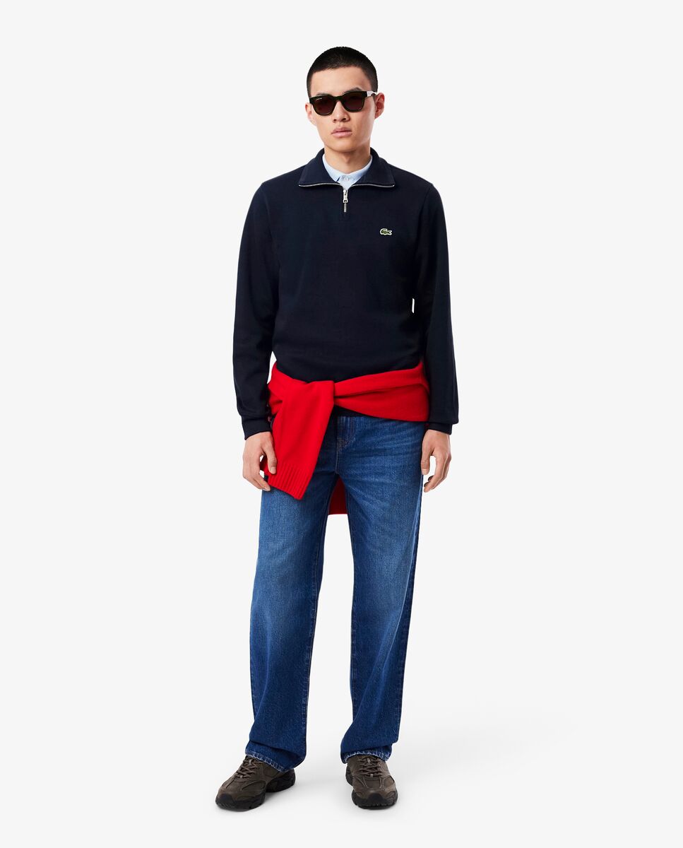 Sudadera de hombre de interlock con cuello alto y cremallera - Lacoste - Azul marino Azul marino-4