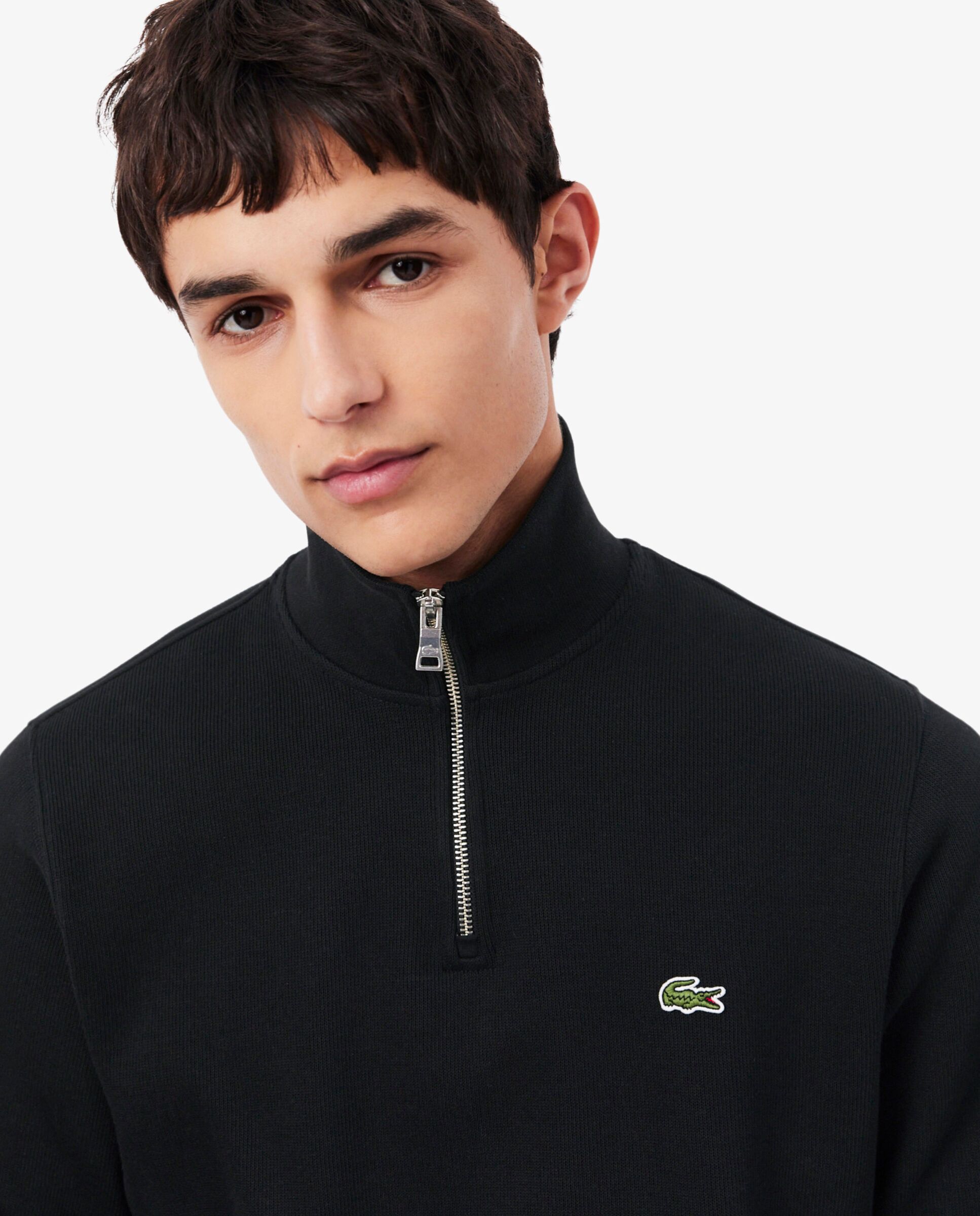 Sudadera de hombre de interlock con cuello alto y cremallera - Lacoste - Negro Negro-3