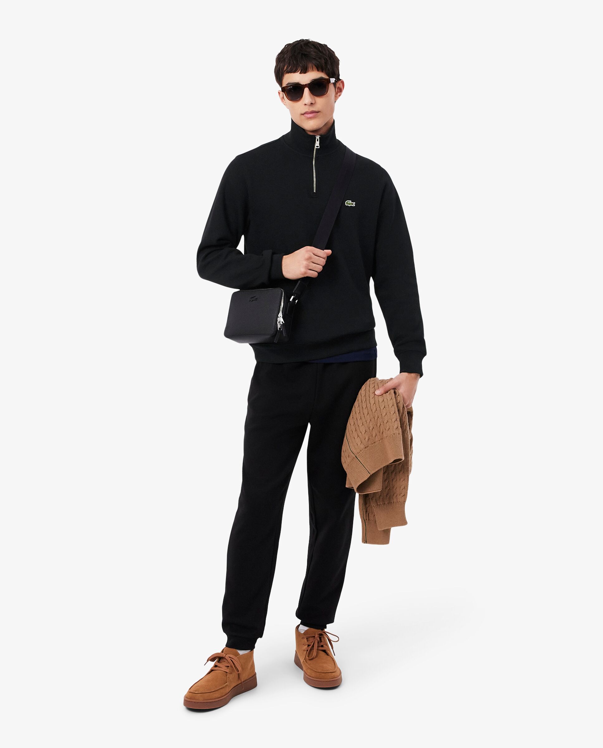 Sudadera de hombre de interlock con cuello alto y cremallera - Lacoste - Negro Negro-4