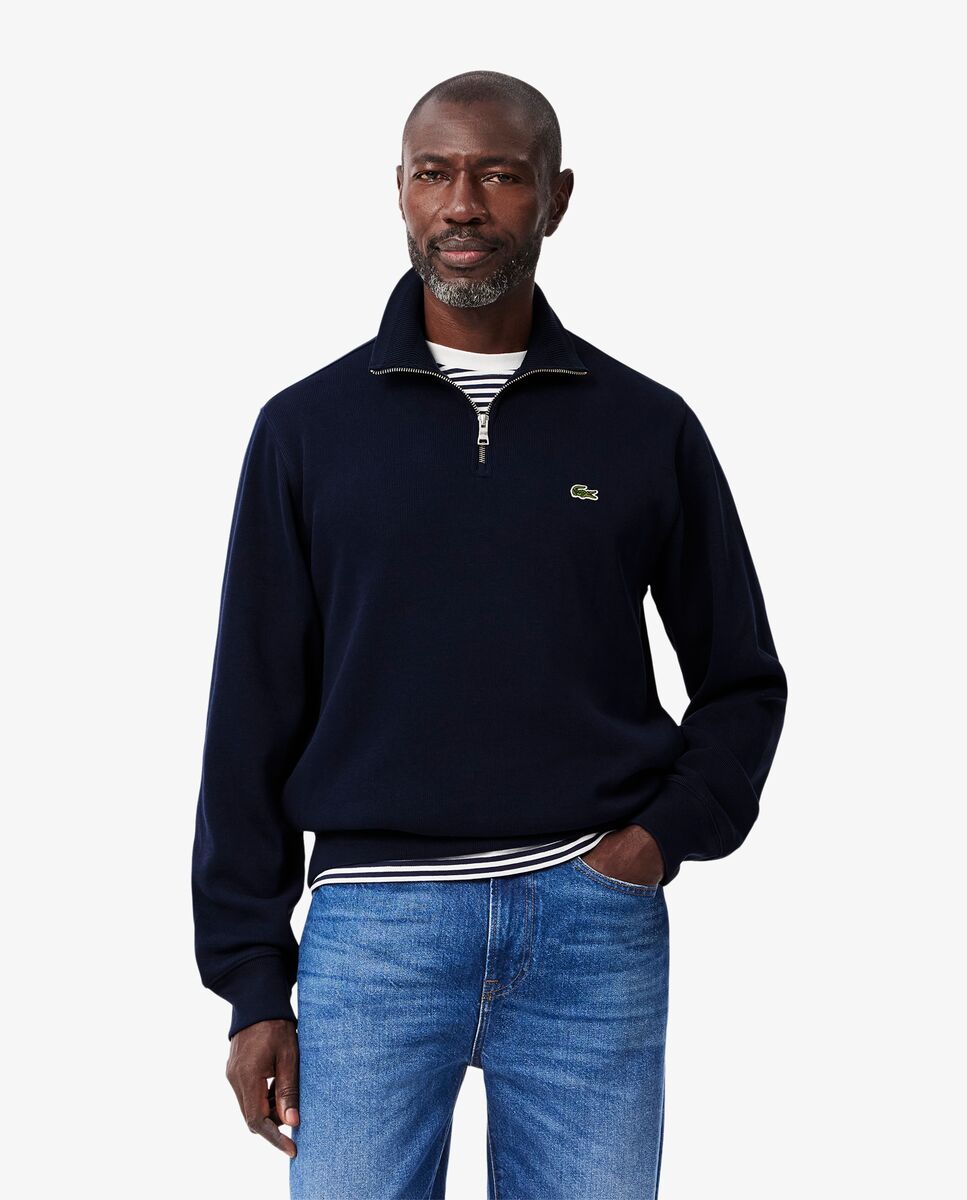Imagen 0 de Sudadera de hombre de interlock con cuello alto y cremallera Azul marino