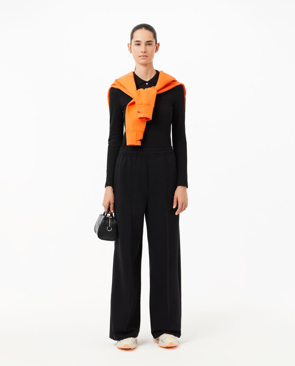 Polo de mujer de corte ajustado de minipiqué elástico de manga larga - Lacoste - Negro Negro-4