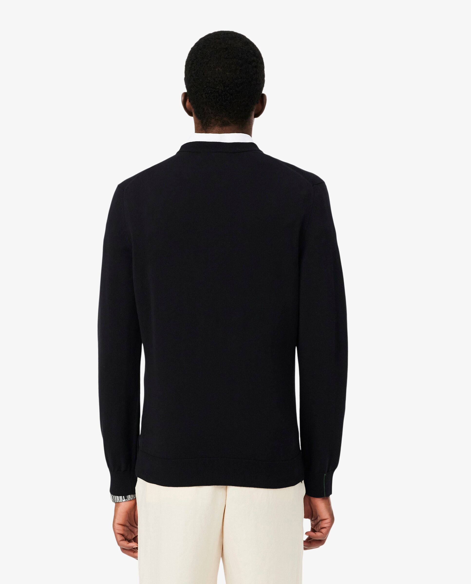 Jersey de hombre de cuello redondo de algodón monocolor - Lacoste - Negro Negro-2