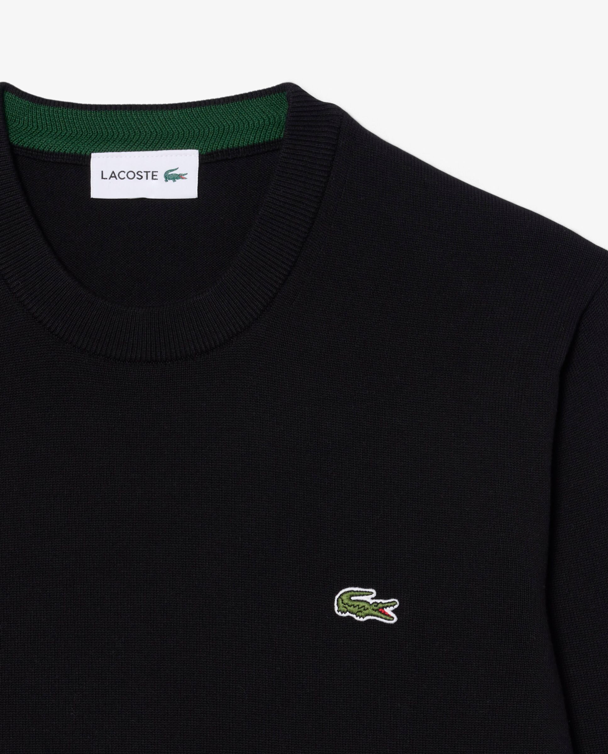 Jersey de hombre de cuello redondo de algodón monocolor - Lacoste - Negro Negro-5