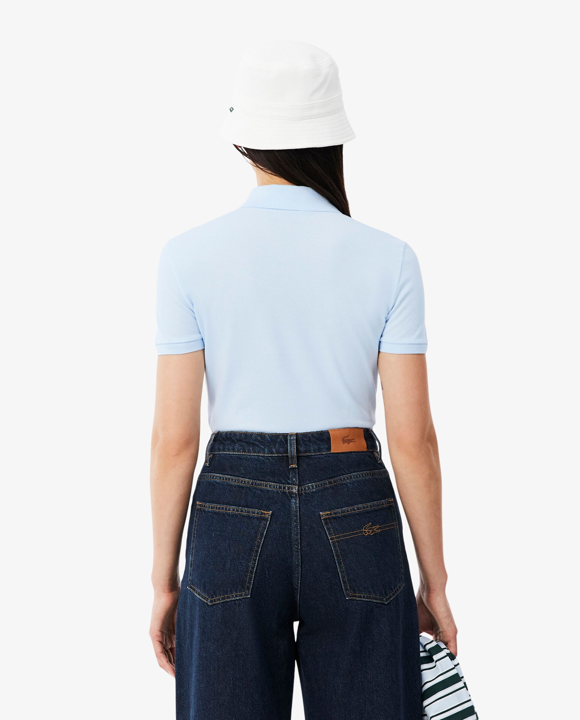 Polo de mujer en piqué de algodón stretch de manga corta - Lacoste - Azul claro Azul claro-2
