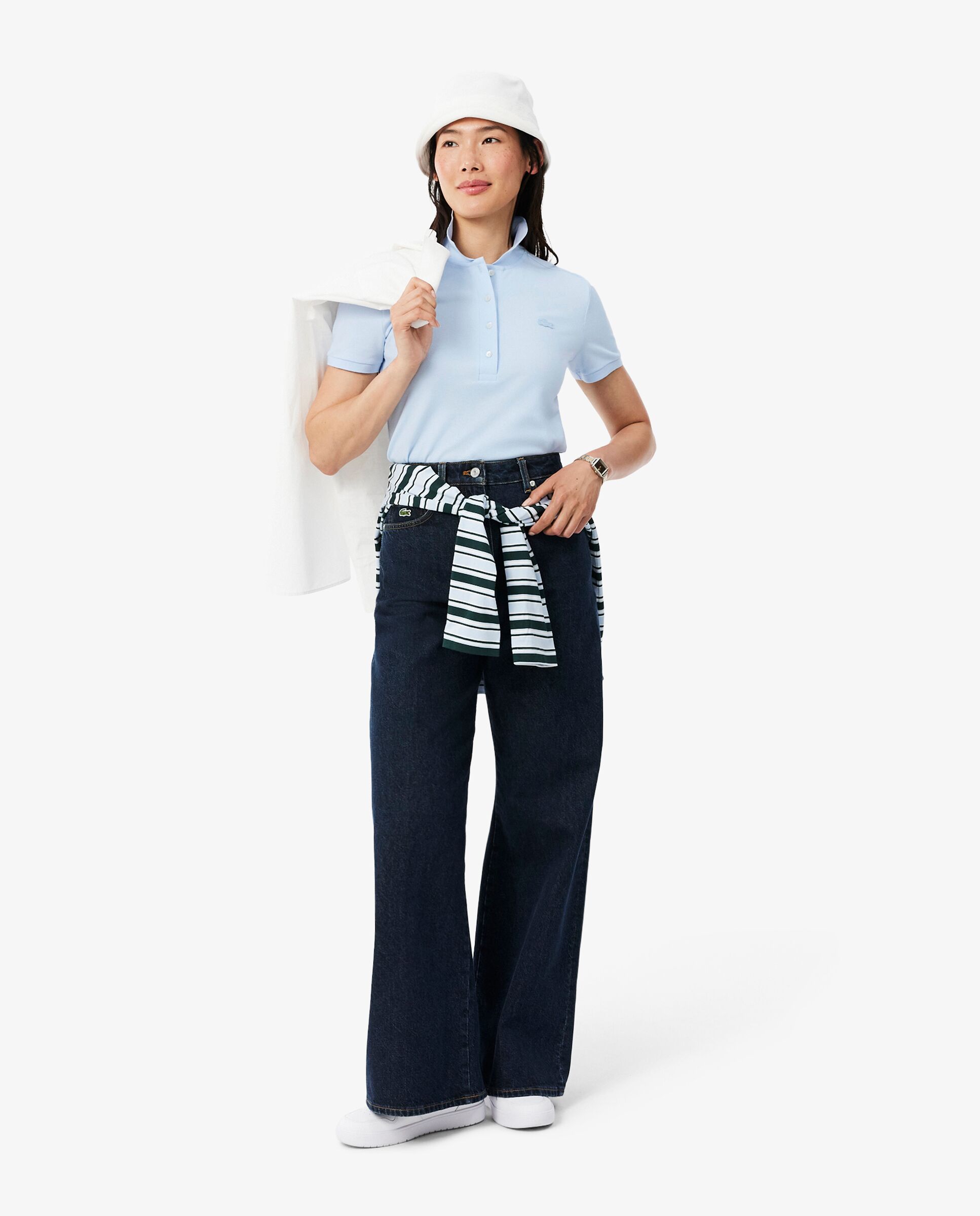 Polo de mujer en piqué de algodón stretch de manga corta - Lacoste - Azul claro Azul claro-4