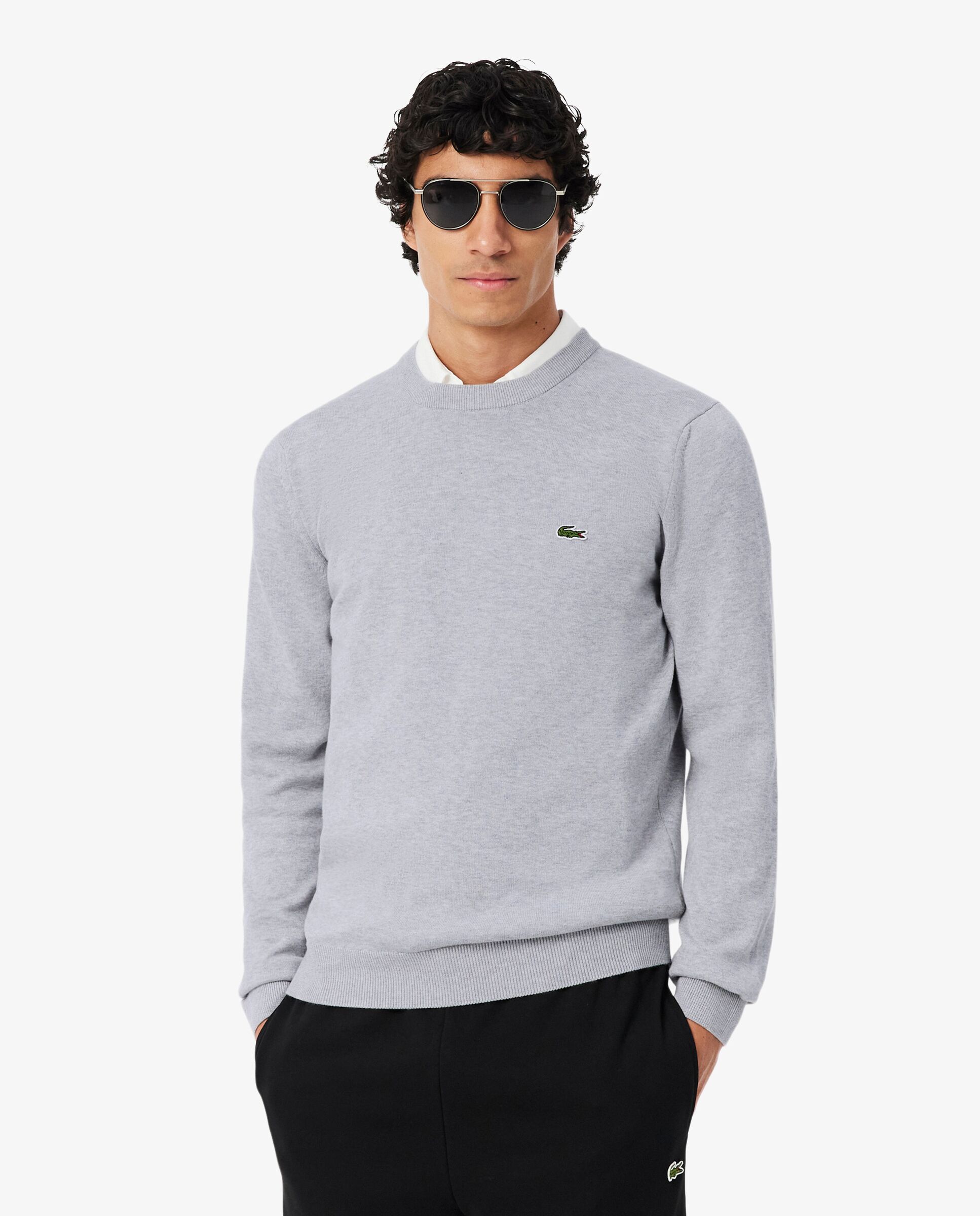 Imagen 0 de Jersey de hombre de cuello redondo de algodón monocolor Gris oscuro