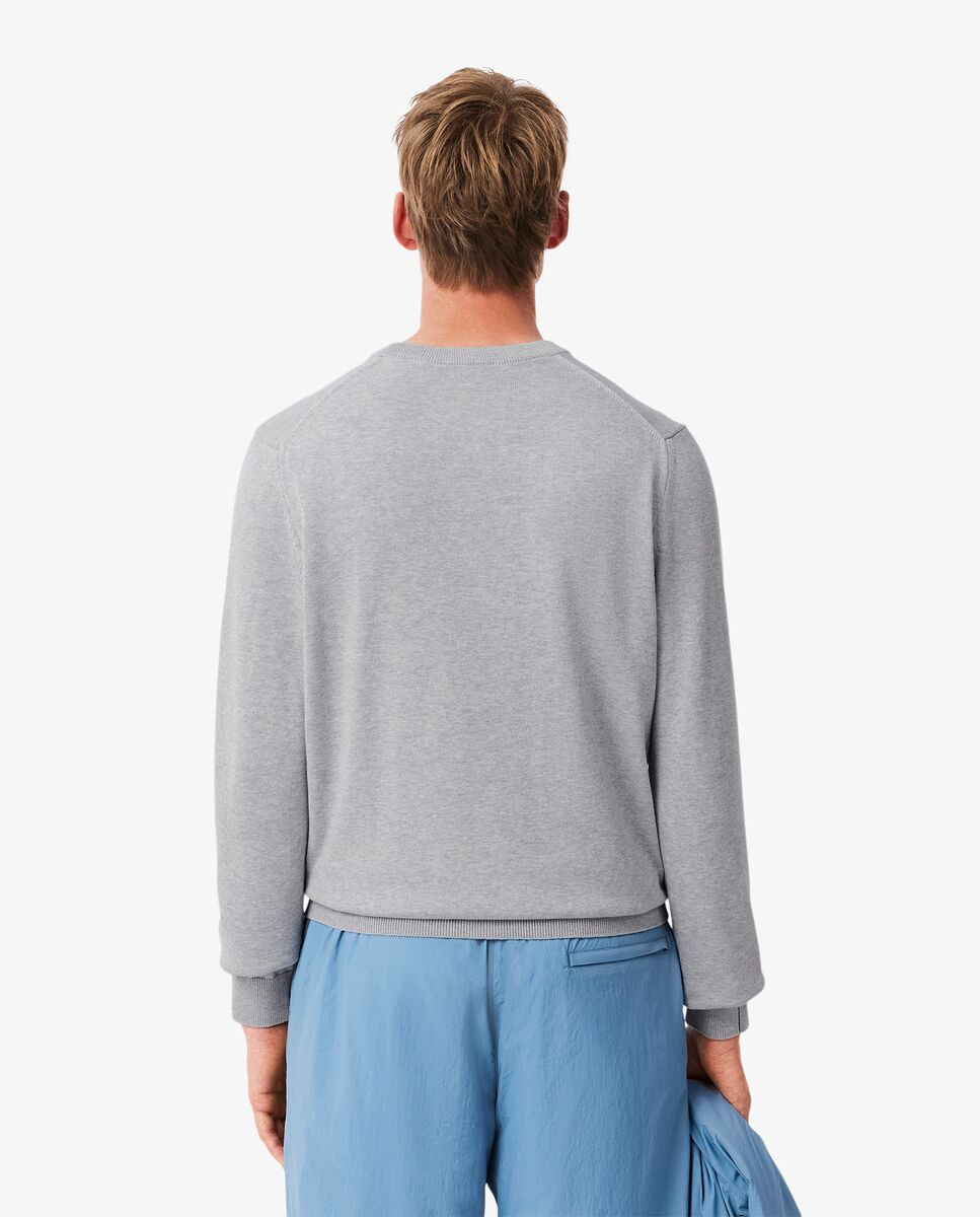Jersey de hombre de cuello redondo de algodón monocolor - Lacoste - Gris claro Gris claro-2