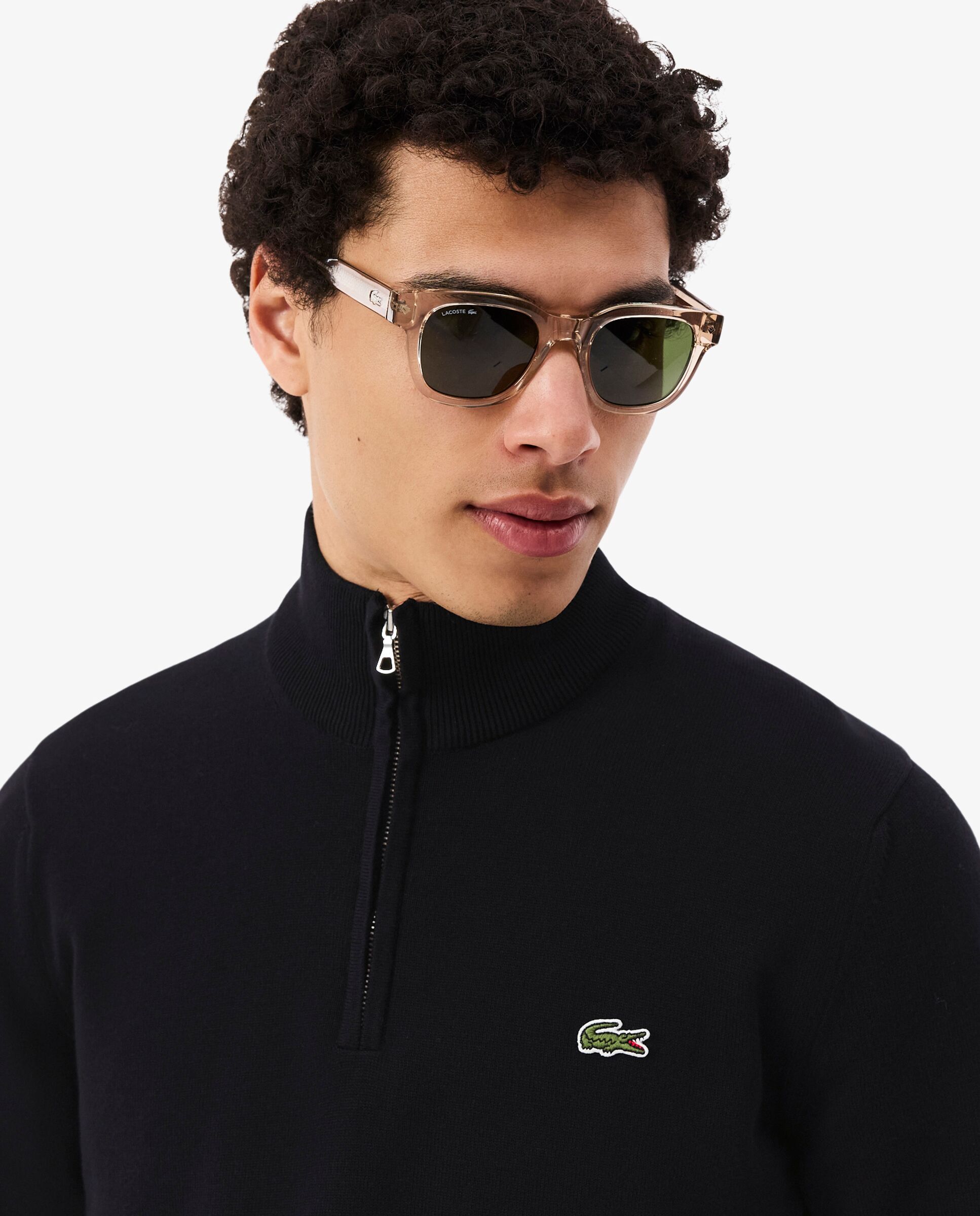 Jersey de hombre en algodón ecológico con cremallera - Lacoste - Negro Negro-3