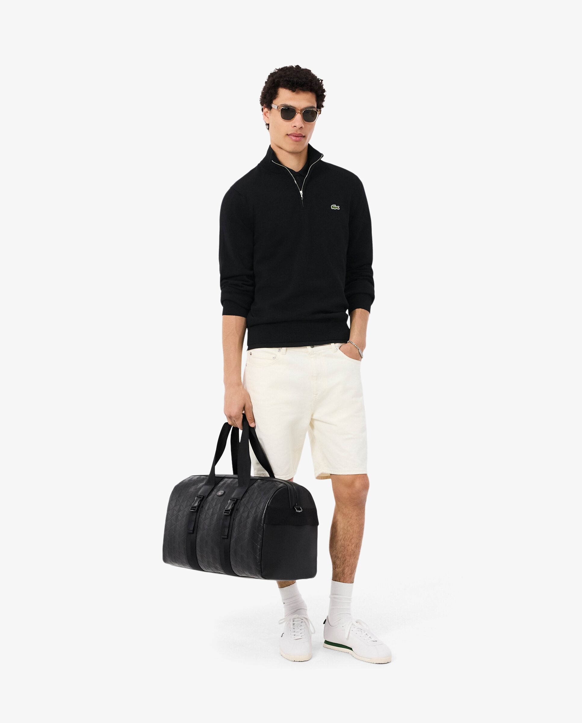 Jersey de hombre en algodón ecológico con cremallera - Lacoste - Negro Negro-4