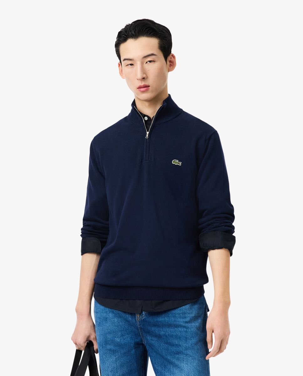 Imagen 1 de Jersey de hombre de cuello alto de algodón con cremallera - Azul oscuro Azul oscuro