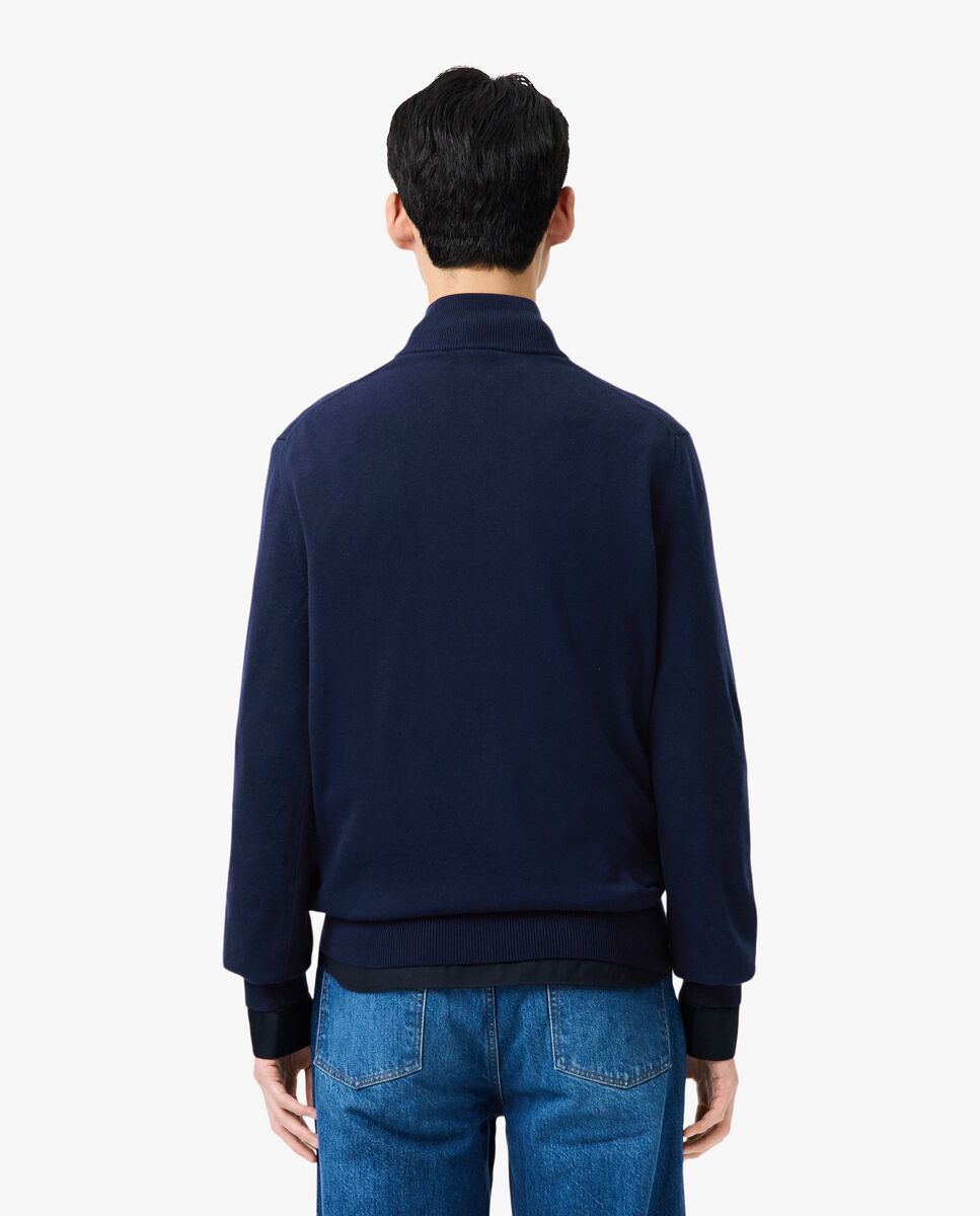Imagen 2 de Jersey de hombre de cuello alto de algodón con cremallera - Azul oscuro Azul oscuro